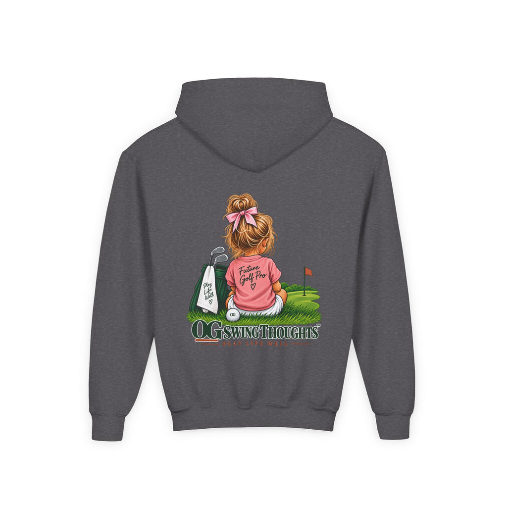 "Future Golf Pro" Youth Golf Hoodie — "OG Swing Thoughts" Cute Girl Golfer Graphic