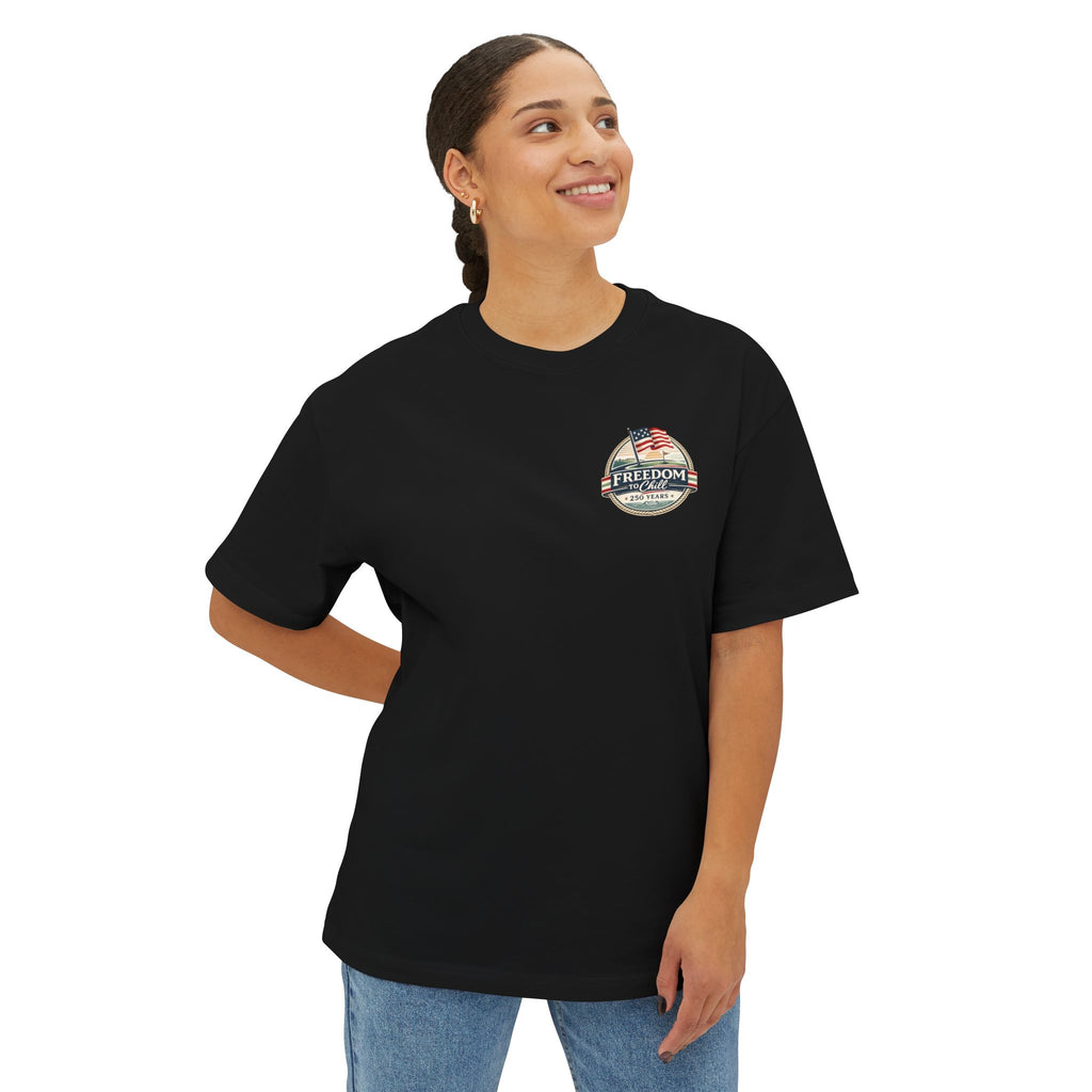 Freedom to Chill Tee — Vintage Beach Flag Graphic T-Shirt