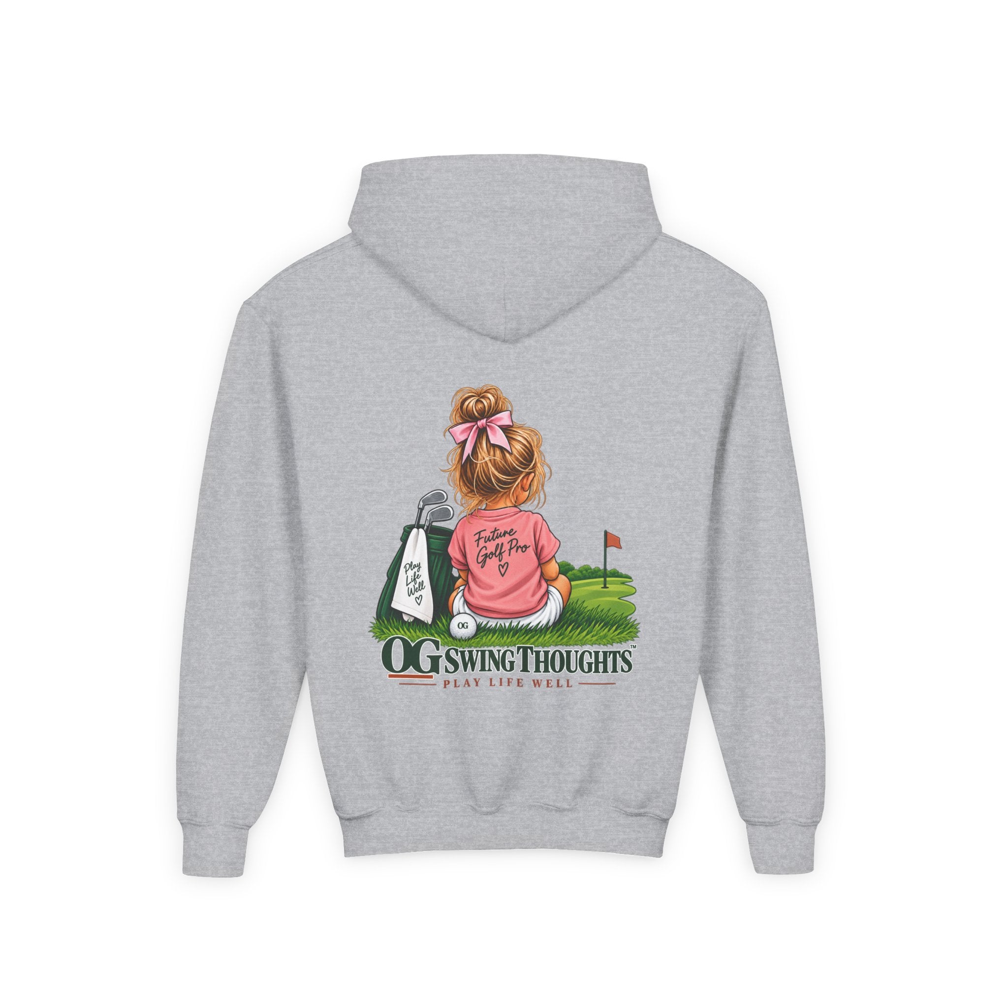"Future Golf Pro" Youth Golf Hoodie — "OG Swing Thoughts" Cute Girl Golfer Graphic