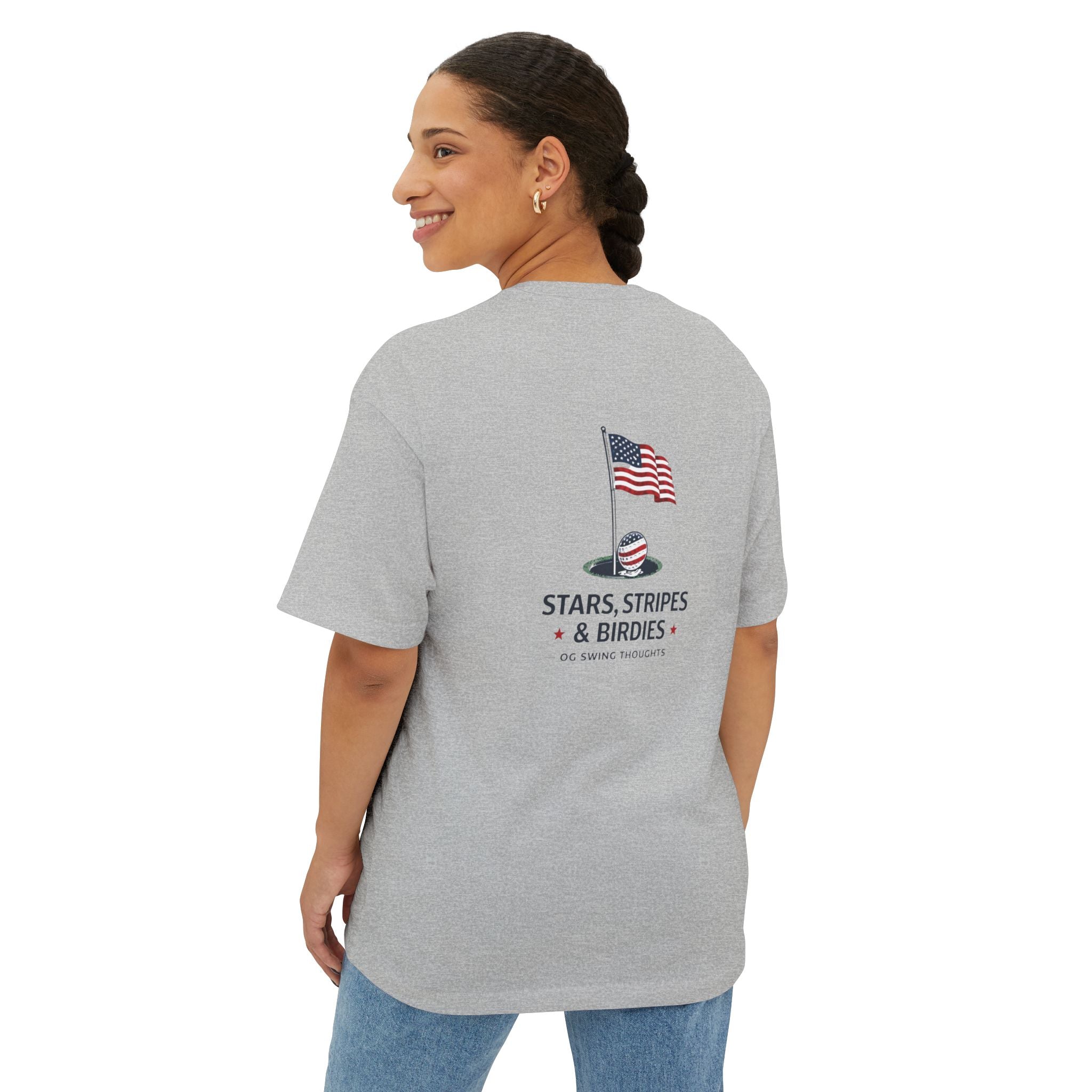 Patriotic Stars & Stripes Tee — American Flag & Golf Ball Graphic