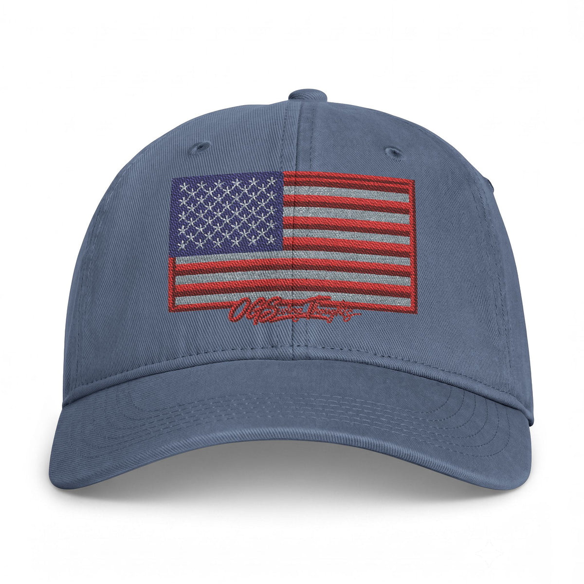 Embroidered Distressed American Flag Cap — Coastal Washed Baseball Hat