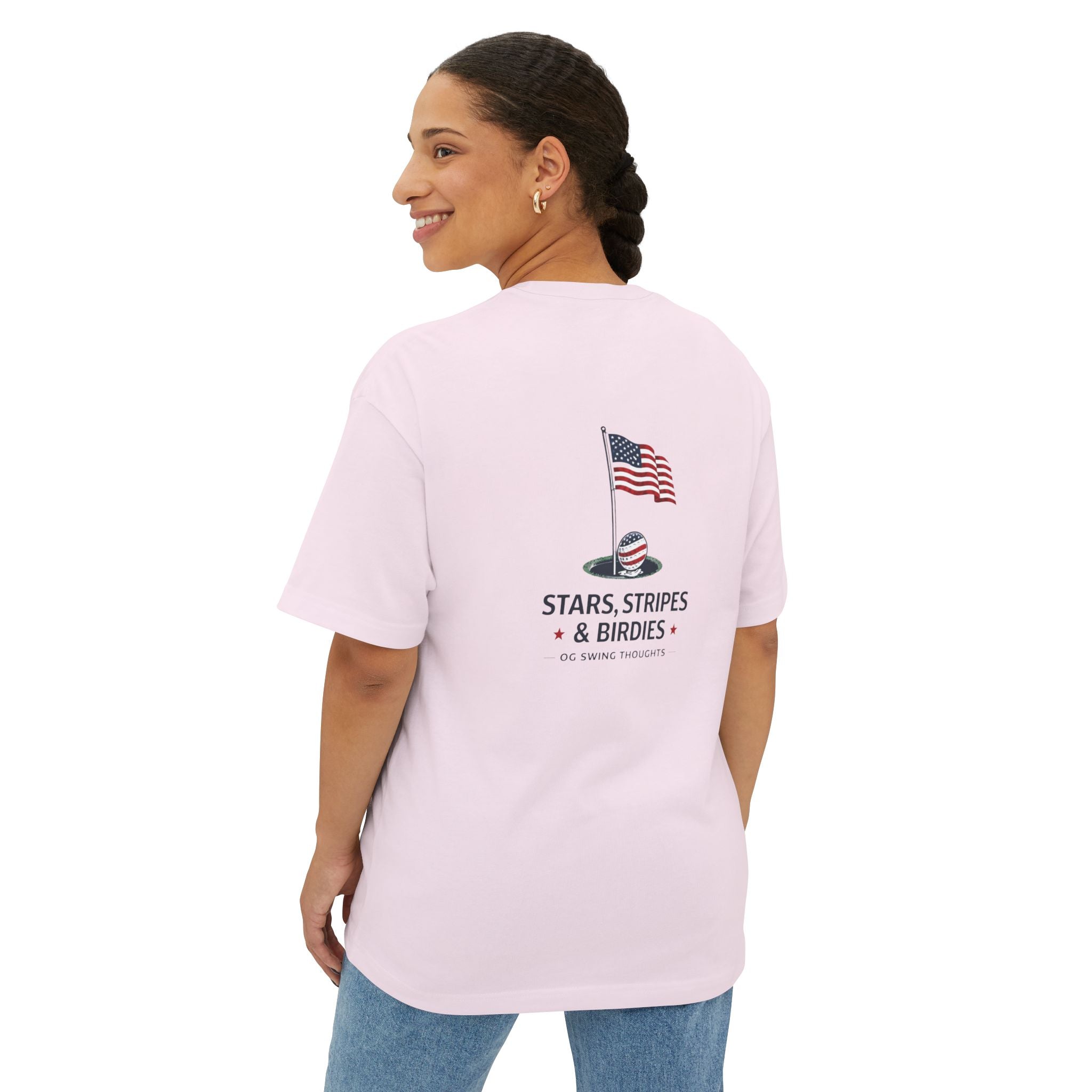 Patriotic Stars & Stripes Tee — American Flag & Golf Ball Graphic