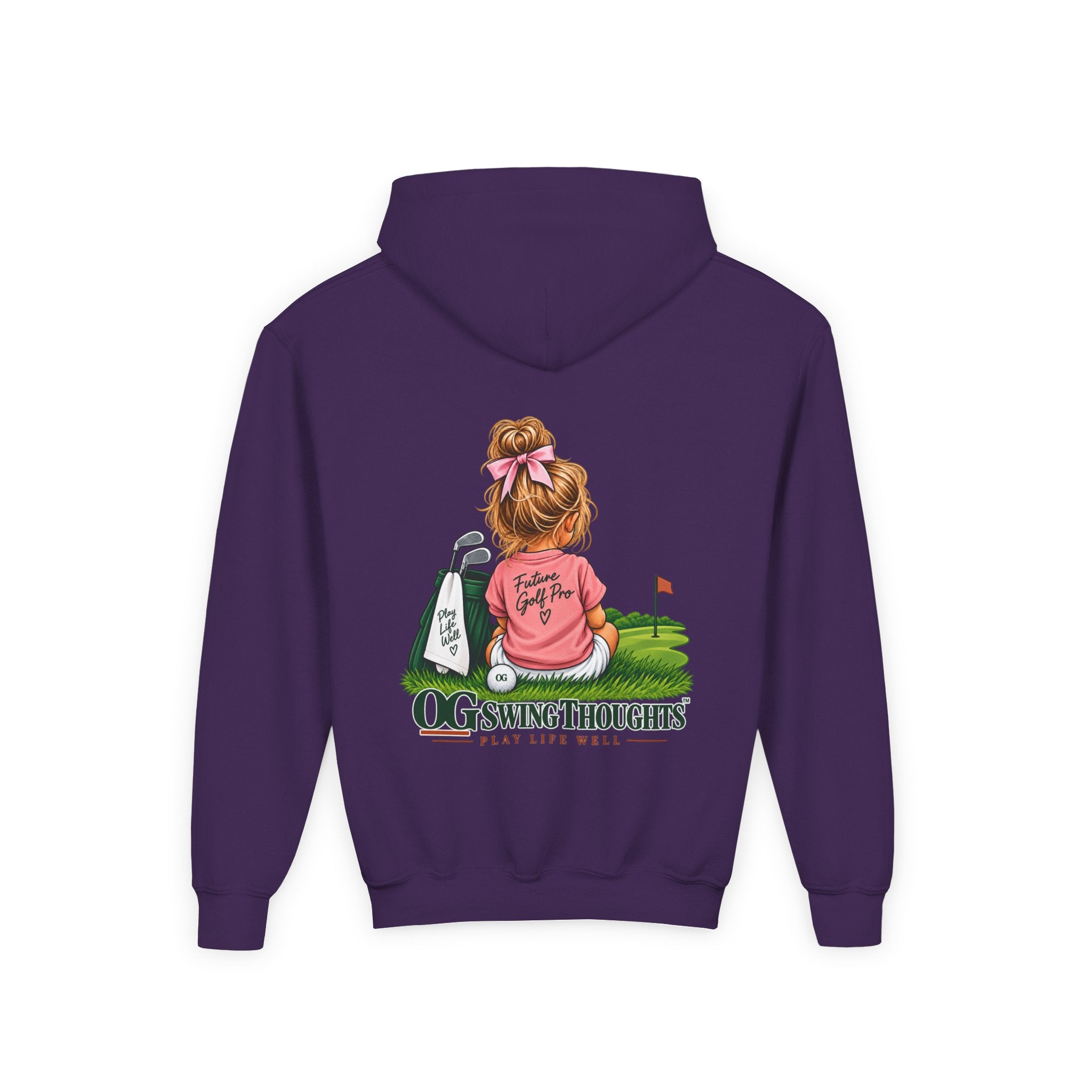 "Future Golf Pro" Youth Golf Hoodie — "OG Swing Thoughts" Cute Girl Golfer Graphic