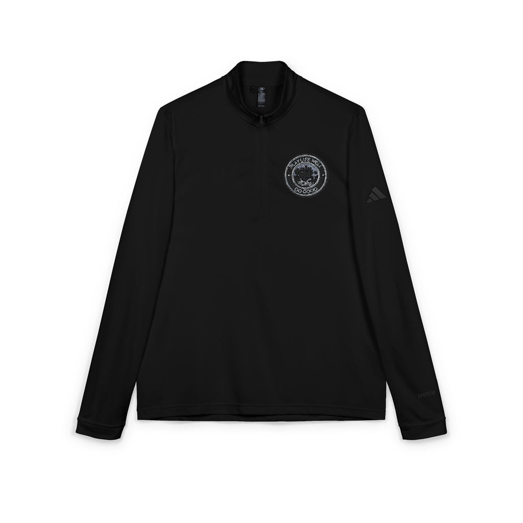 adidas Embroidered Play Life Well Do Good Quarter-Zip Pullover — Performance Golf Top