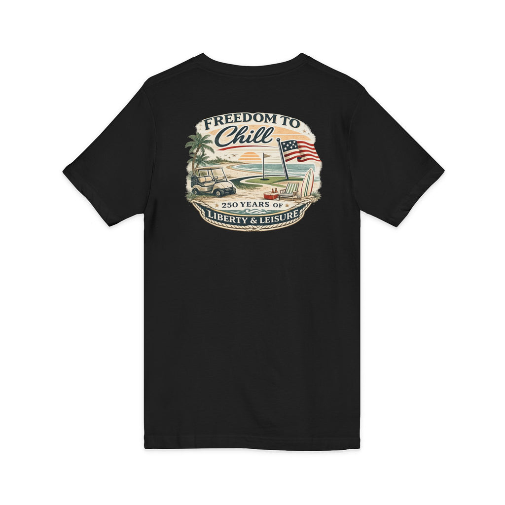 Freedom to Chill V-Neck Tee — Patriotic Beach Vintage Graphic