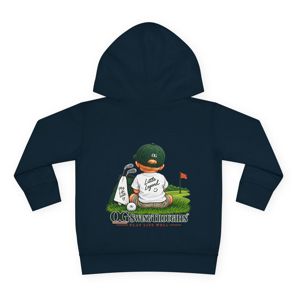 "Little Legend" Toddler Hoodie - 'OG Swing Thoughts' Cute Golf Kid Pullover Fleece