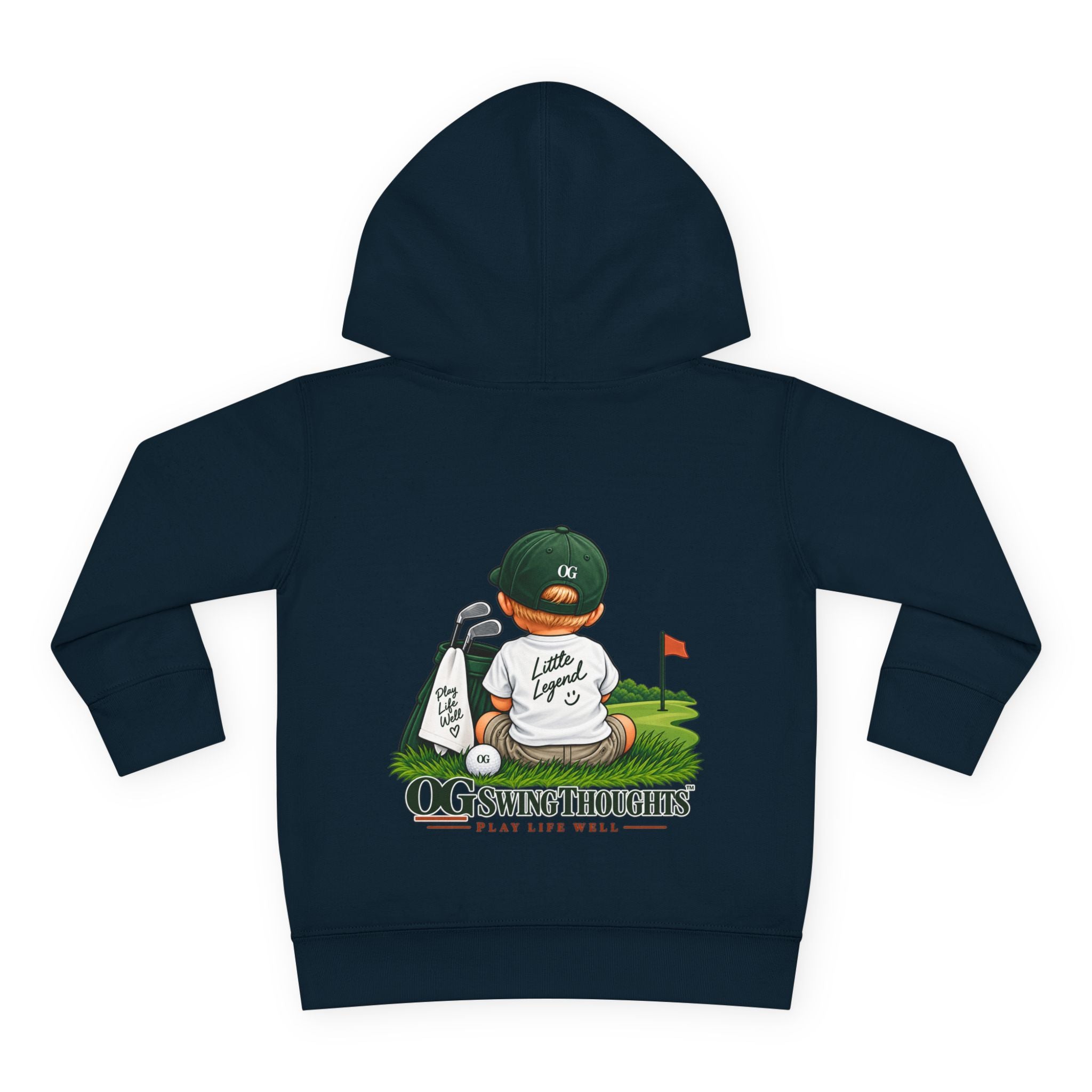 "Little Legend" Toddler Hoodie - 'OG Swing Thoughts' Cute Golf Kid Pullover Fleece