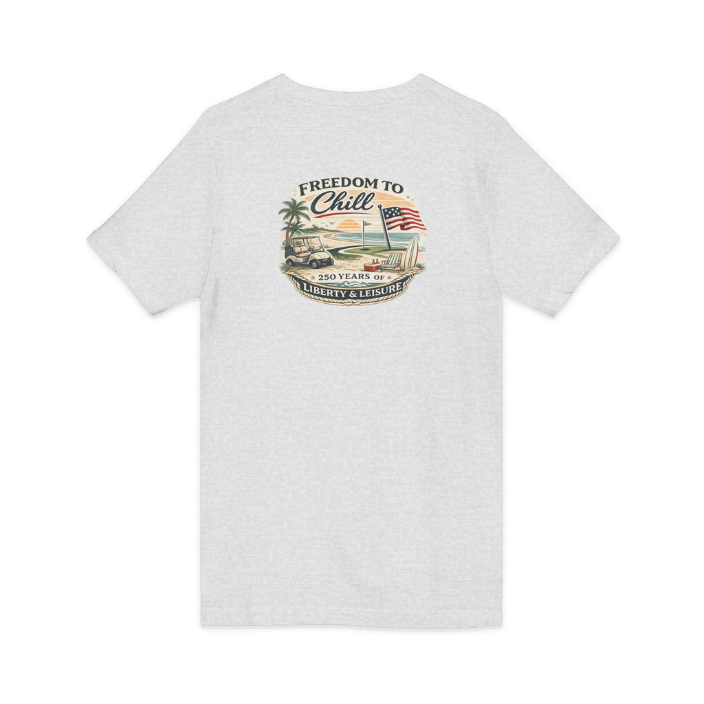 Freedom to Chill V-Neck Tee — Patriotic Beach Vintage Graphic