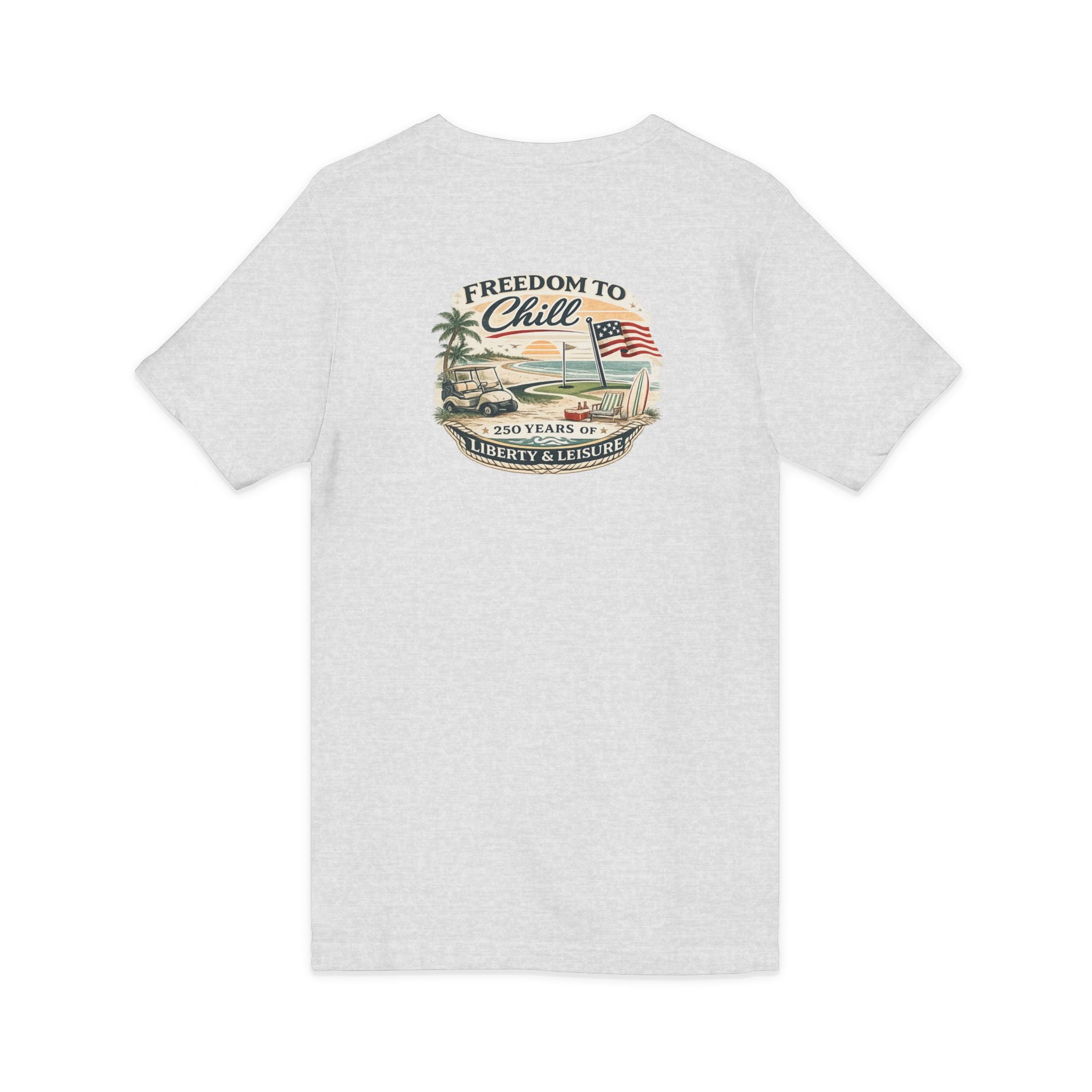 Freedom to Chill V-Neck Tee — Patriotic Beach Vintage Graphic