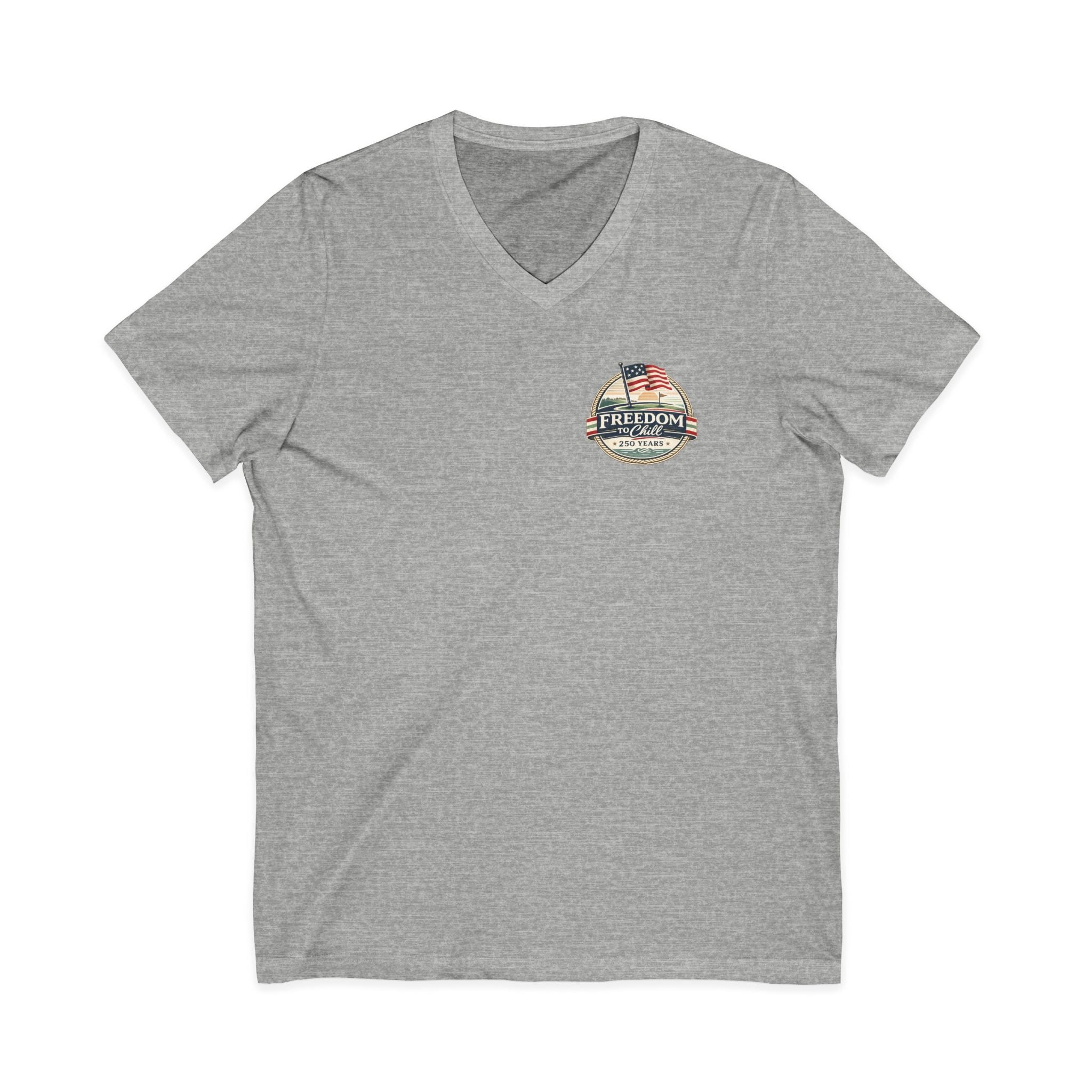 Freedom to Chill V-Neck Tee — Patriotic Beach Vintage Graphic