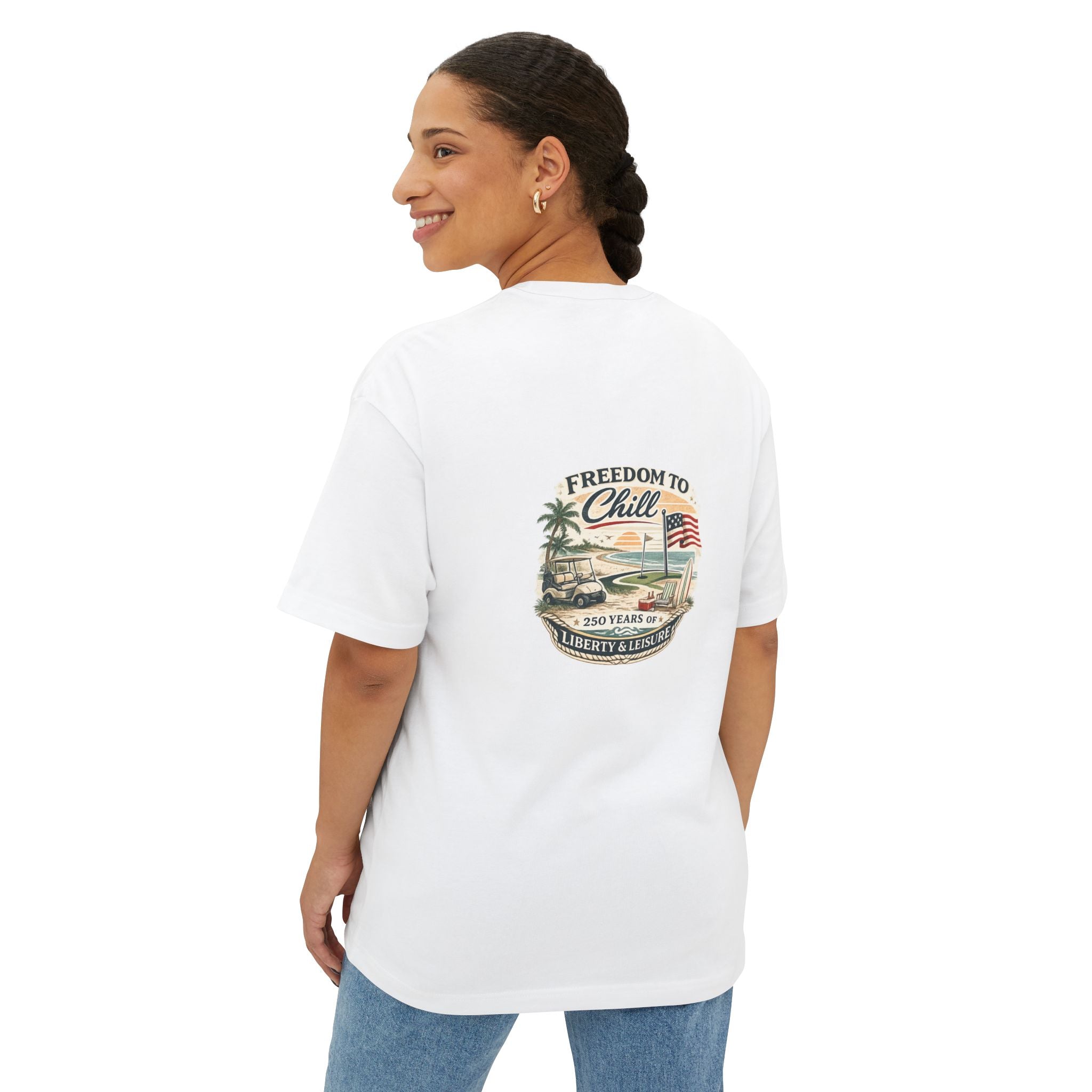 Freedom to Chill Tee — Vintage Beach Flag Graphic T-Shirt