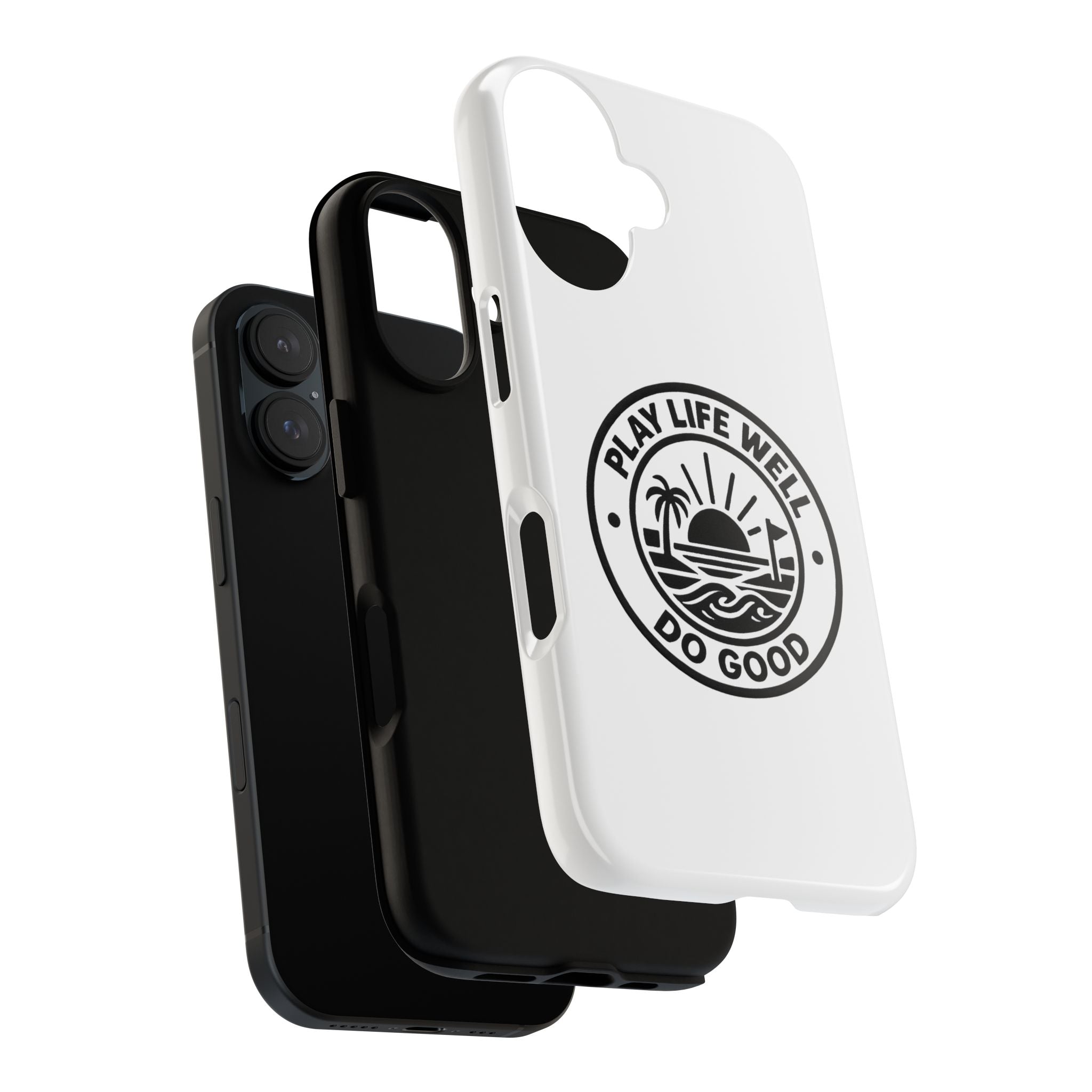 Phone Case — "Play Life Well, Do Good" Minimal Beach Badge