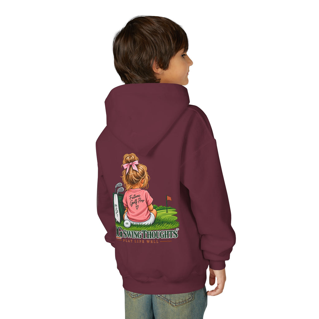 "Future Golf Pro" Youth Golf Hoodie — "OG Swing Thoughts" Cute Girl Golfer Graphic