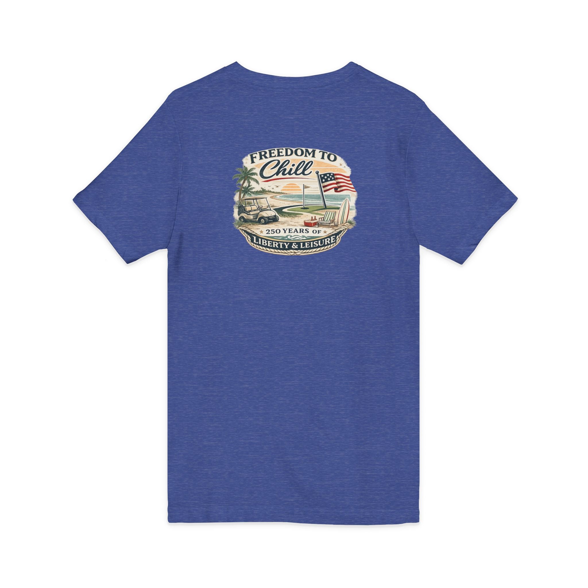 Freedom to Chill V-Neck Tee — Patriotic Beach Vintage Graphic