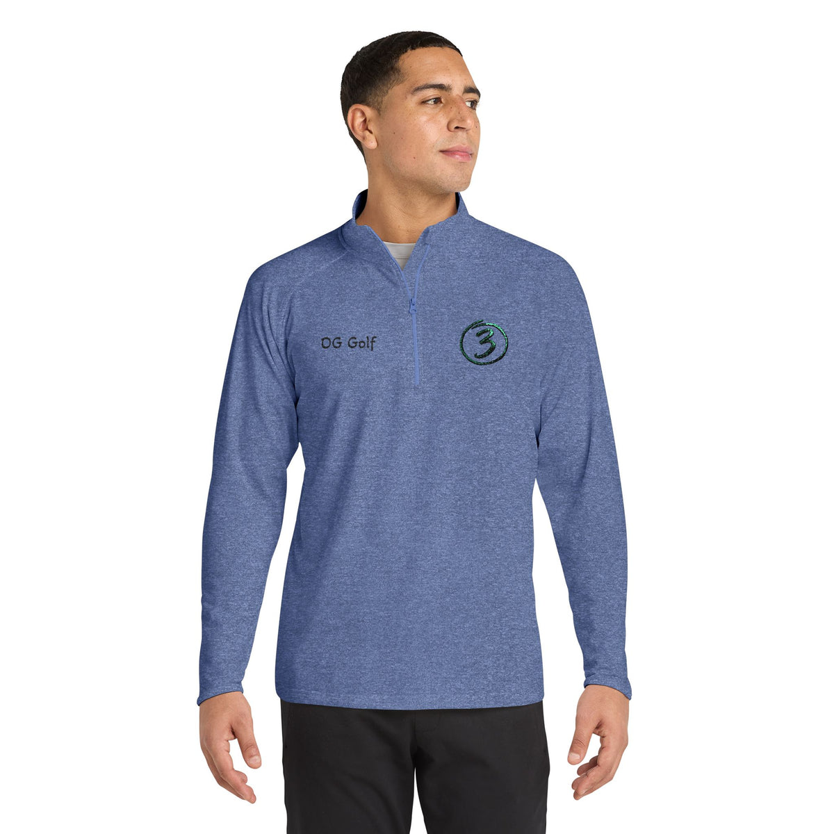 "Put Me Down for 3" OG Golf Quarter-Zip Pullover with Embroidered Logo