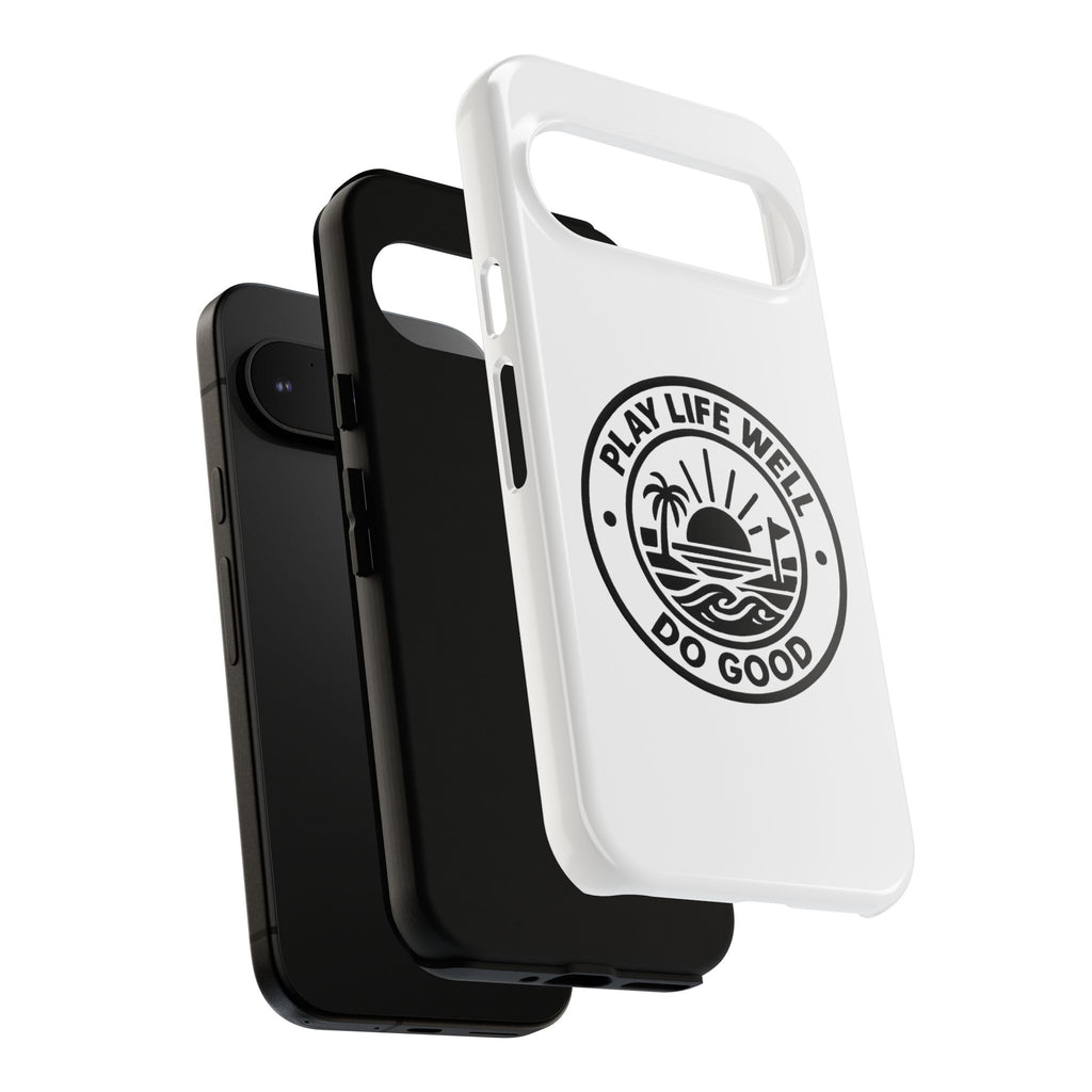 Phone Case — "Play Life Well, Do Good" Minimal Beach Badge