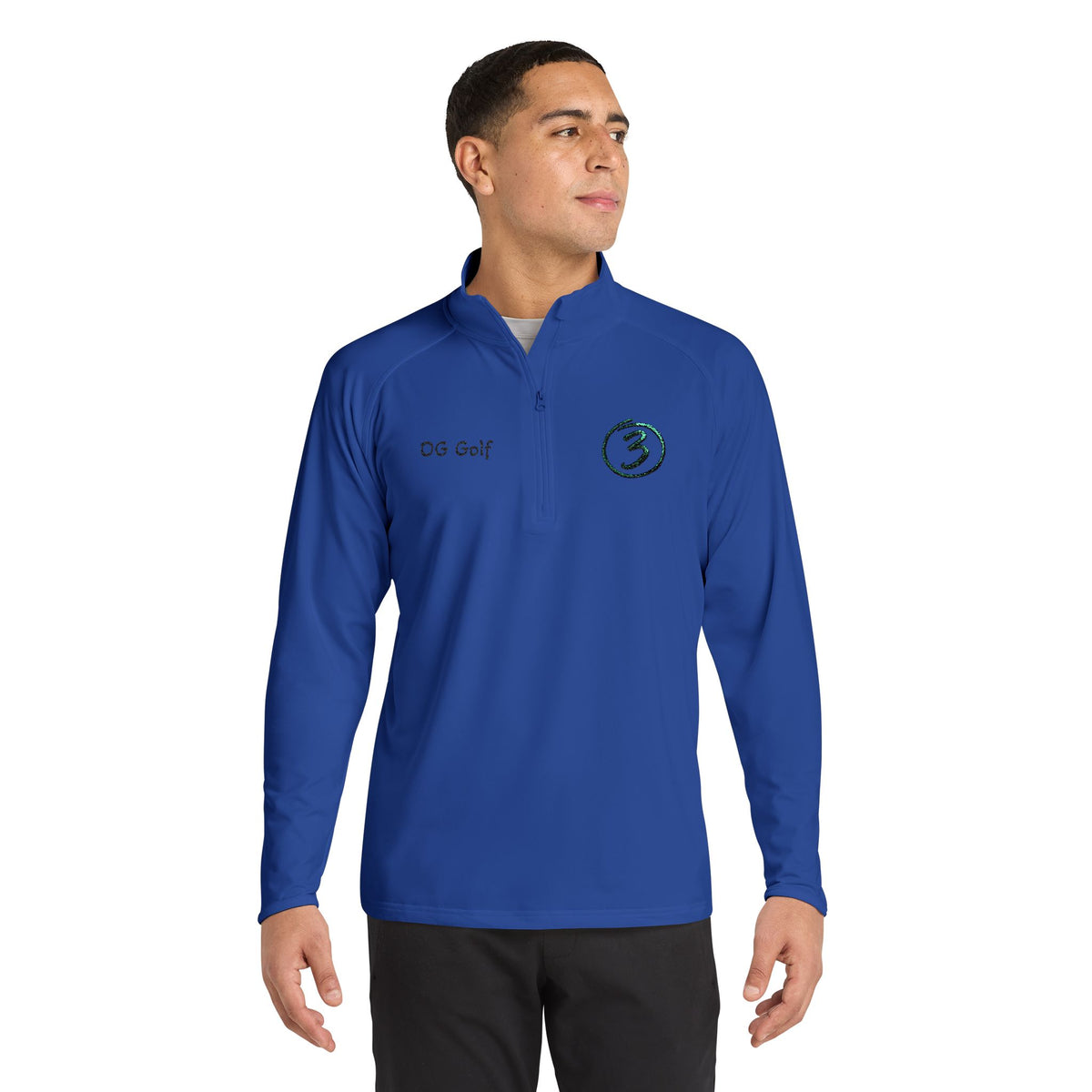 "Put Me Down for 3" OG Golf Quarter-Zip Pullover with Embroidered Logo