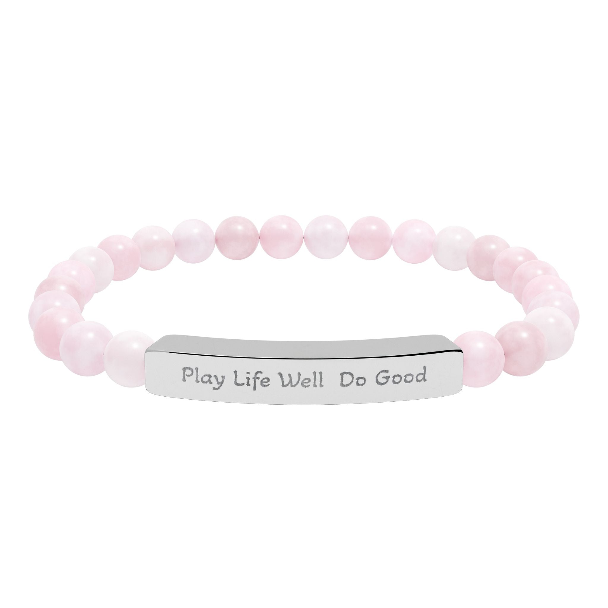 Play Life Well Do Good Natural Stone Stretch Bracelet — Polished Bar Bead Bracelet