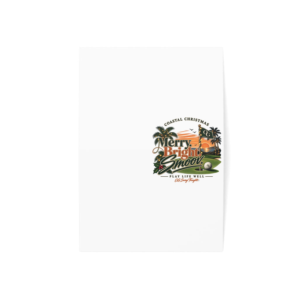 Coastal Christmas Golf Greeting Cards – "Merry Bright & Smoov" Holiday Note Cards (Pack Options)