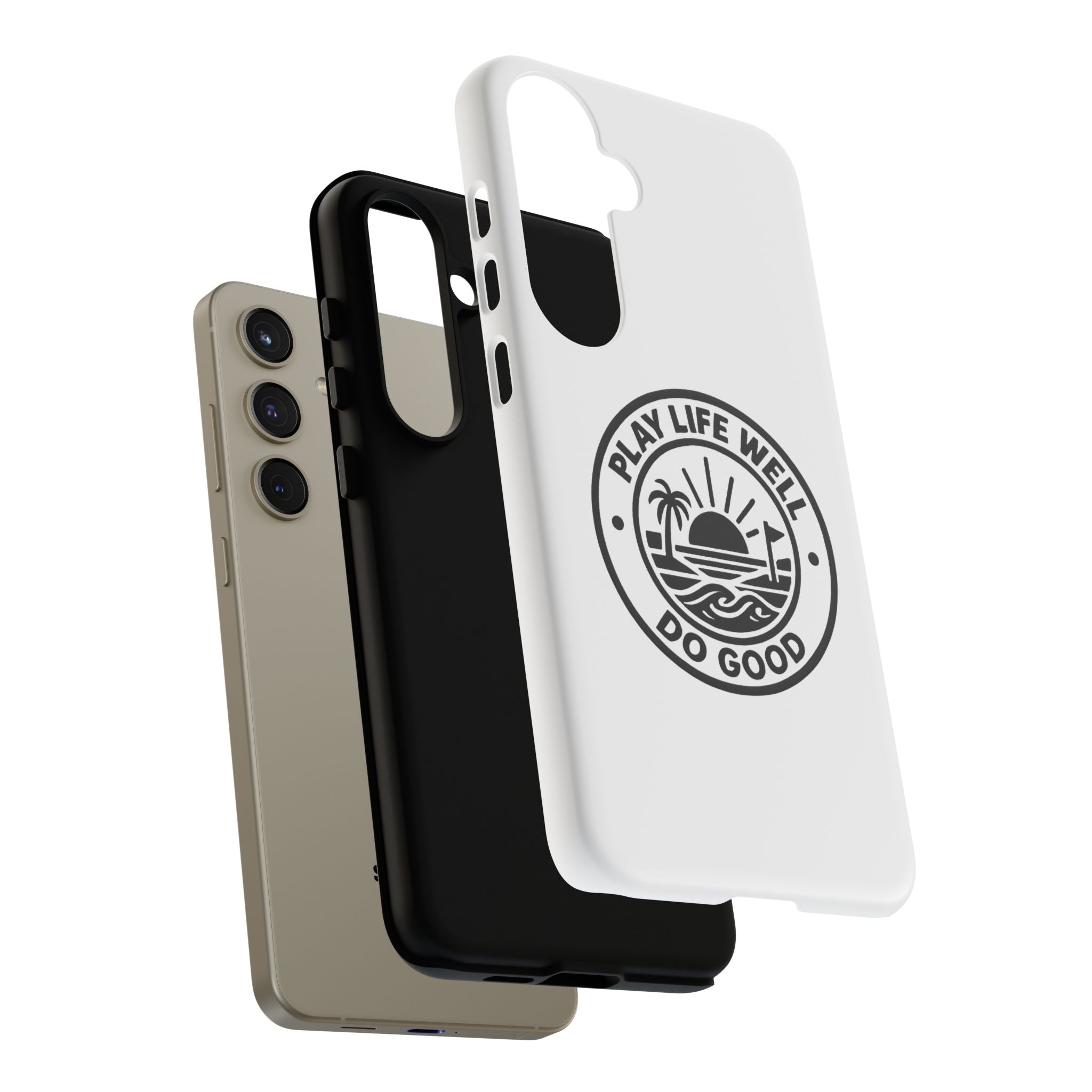 Phone Case — "Play Life Well, Do Good" Minimal Beach Badge