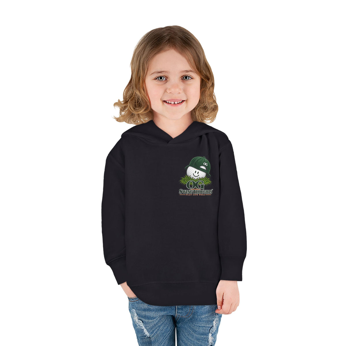 "Little Legend" Toddler Hoodie - 'OG Swing Thoughts' Cute Golf Kid Pullover Fleece