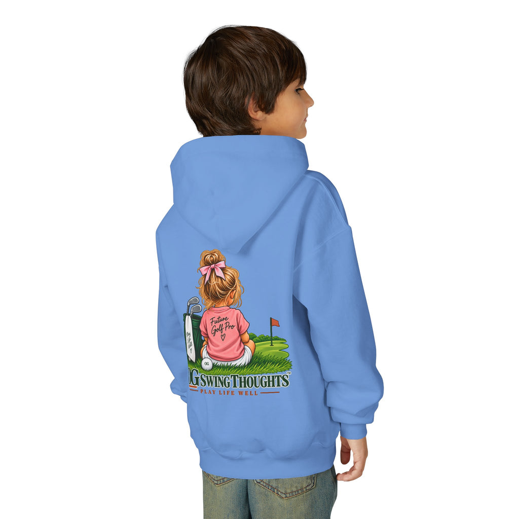 "Future Golf Pro" Youth Golf Hoodie — "OG Swing Thoughts" Cute Girl Golfer Graphic