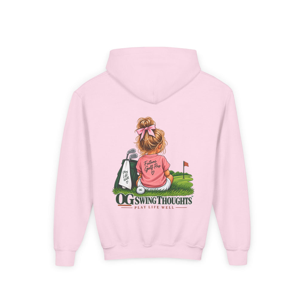 "Future Golf Pro" Youth Golf Hoodie — "OG Swing Thoughts" Cute Girl Golfer Graphic