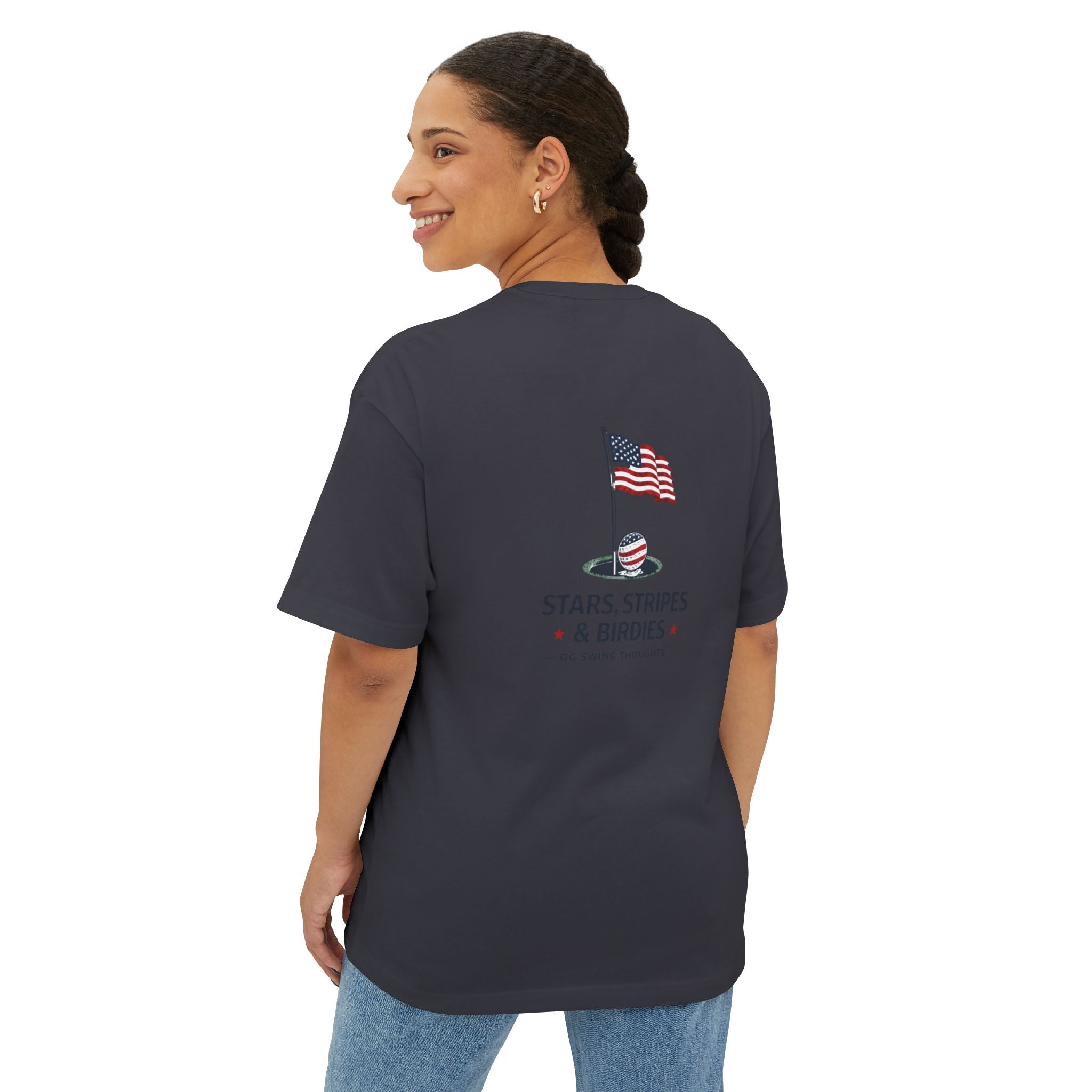 Patriotic Stars & Stripes Tee — American Flag & Golf Ball Graphic