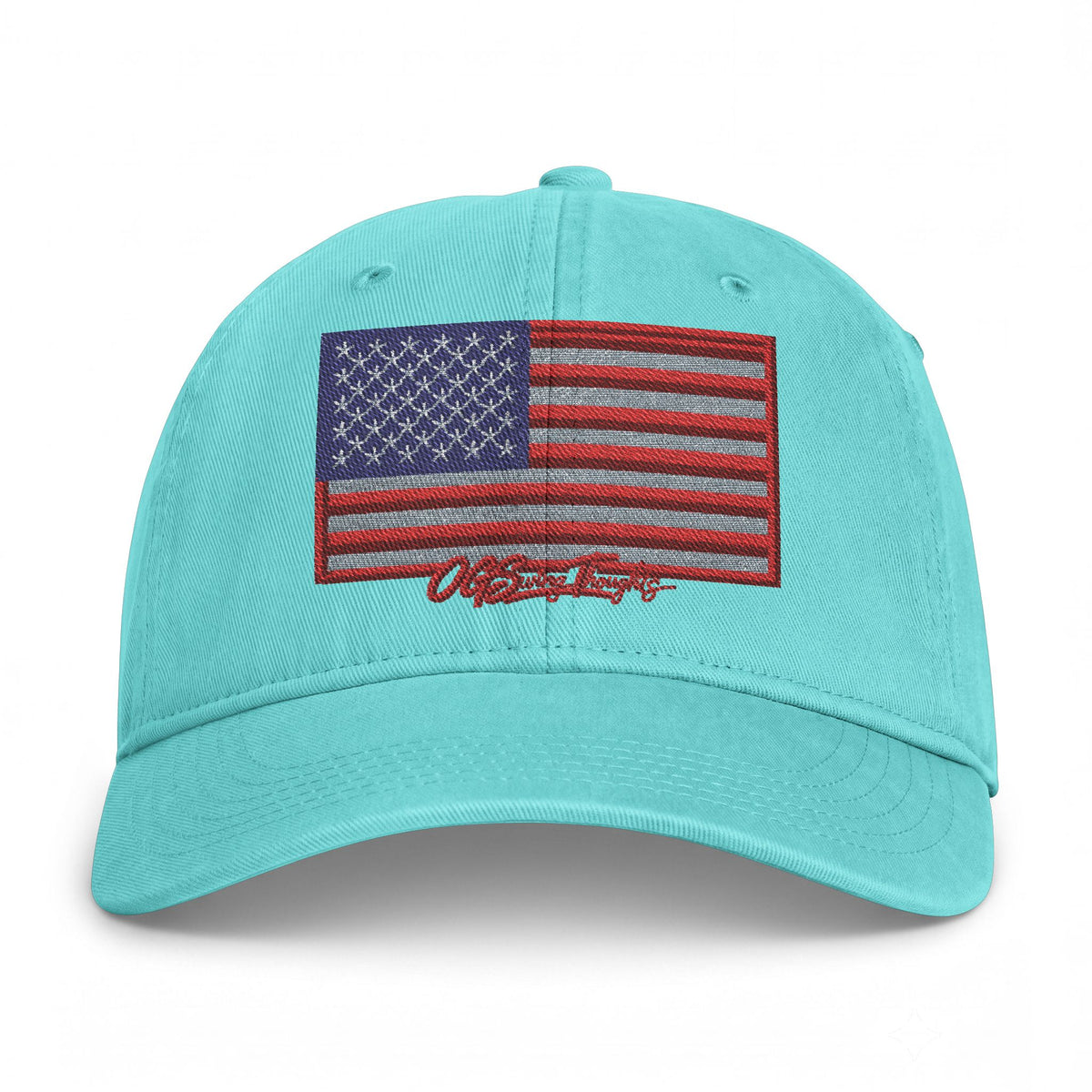 Embroidered Distressed American Flag Cap — Coastal Washed Baseball Hat