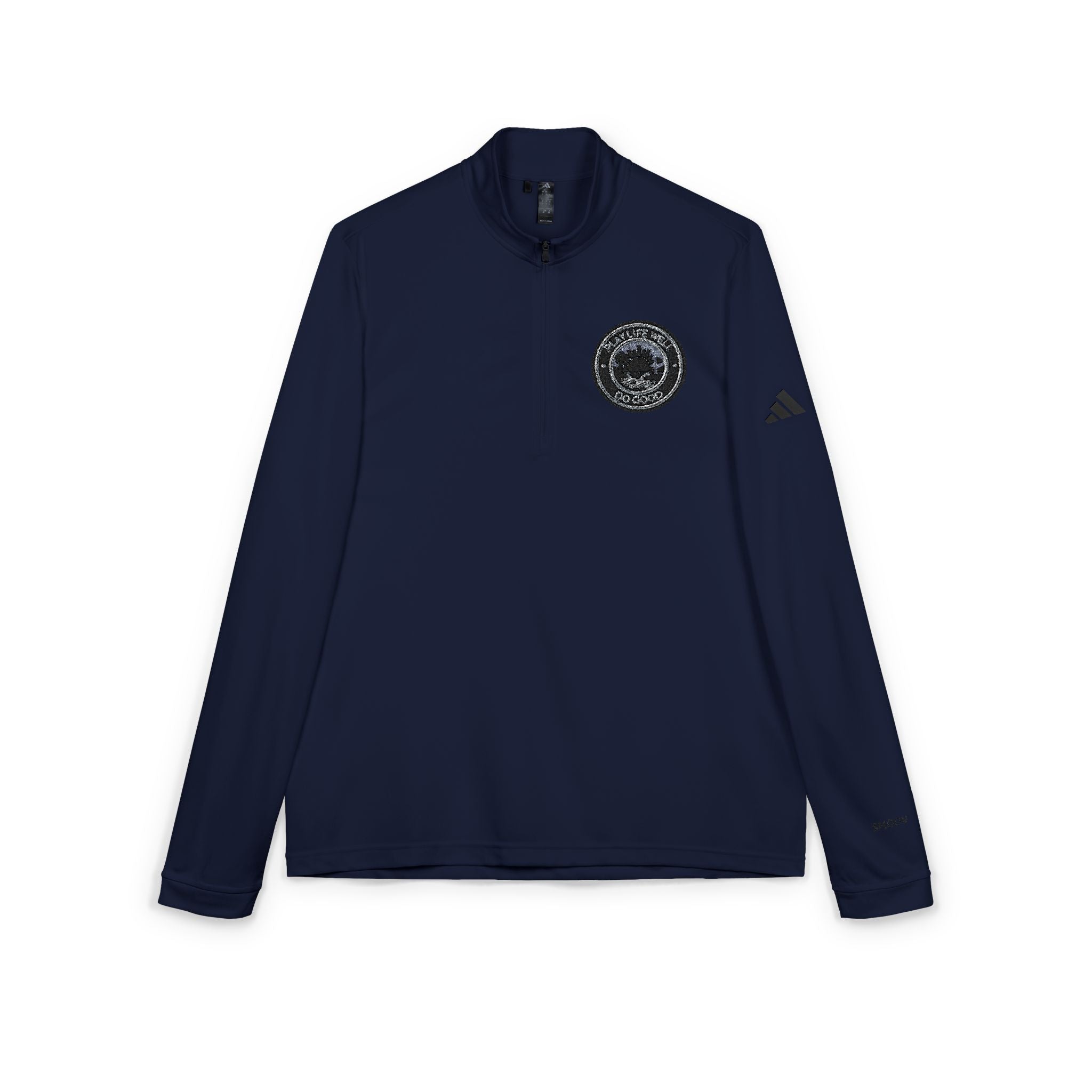 adidas Embroidered Play Life Well Do Good Quarter-Zip Pullover — Performance Golf Top