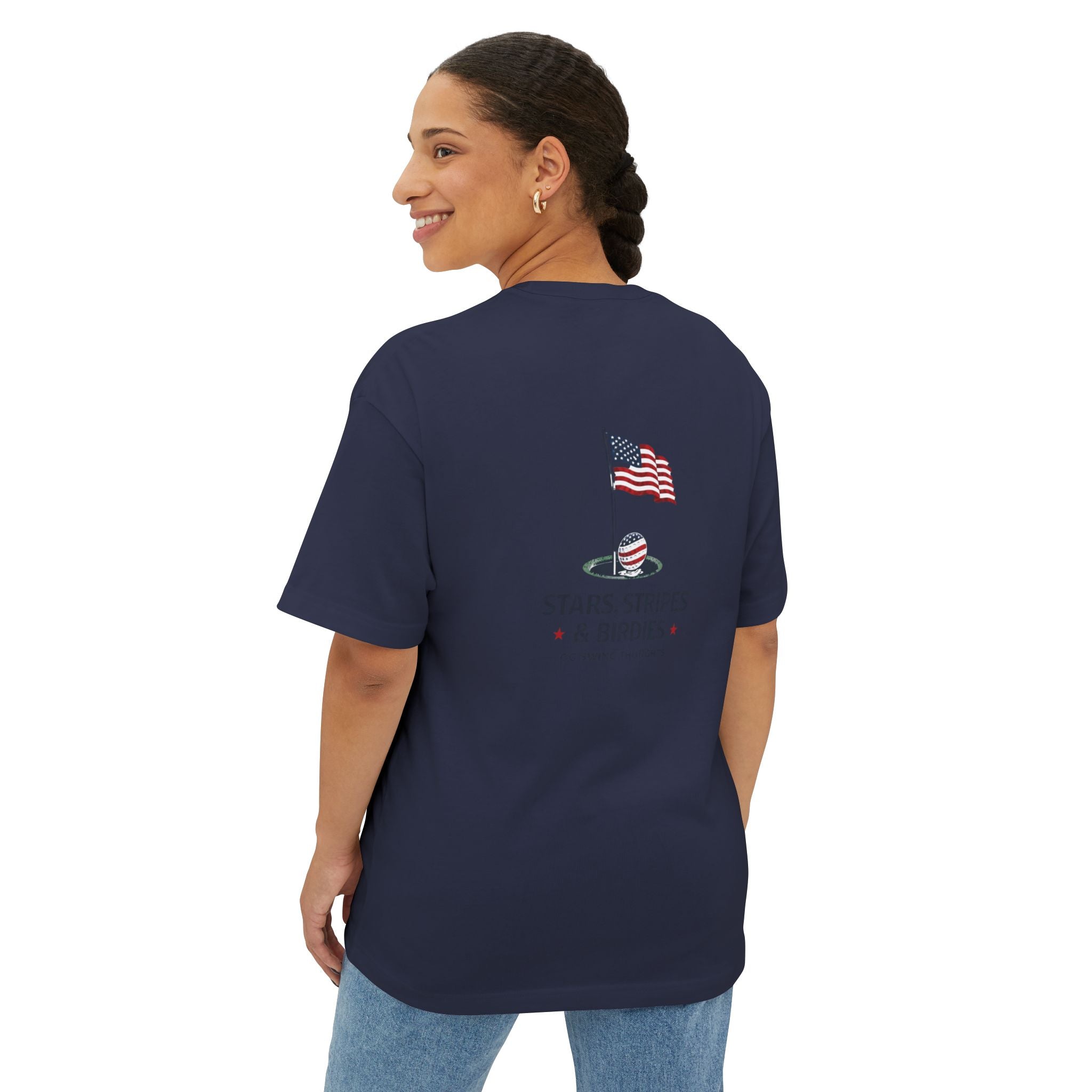 Patriotic Stars & Stripes Tee — American Flag & Golf Ball Graphic