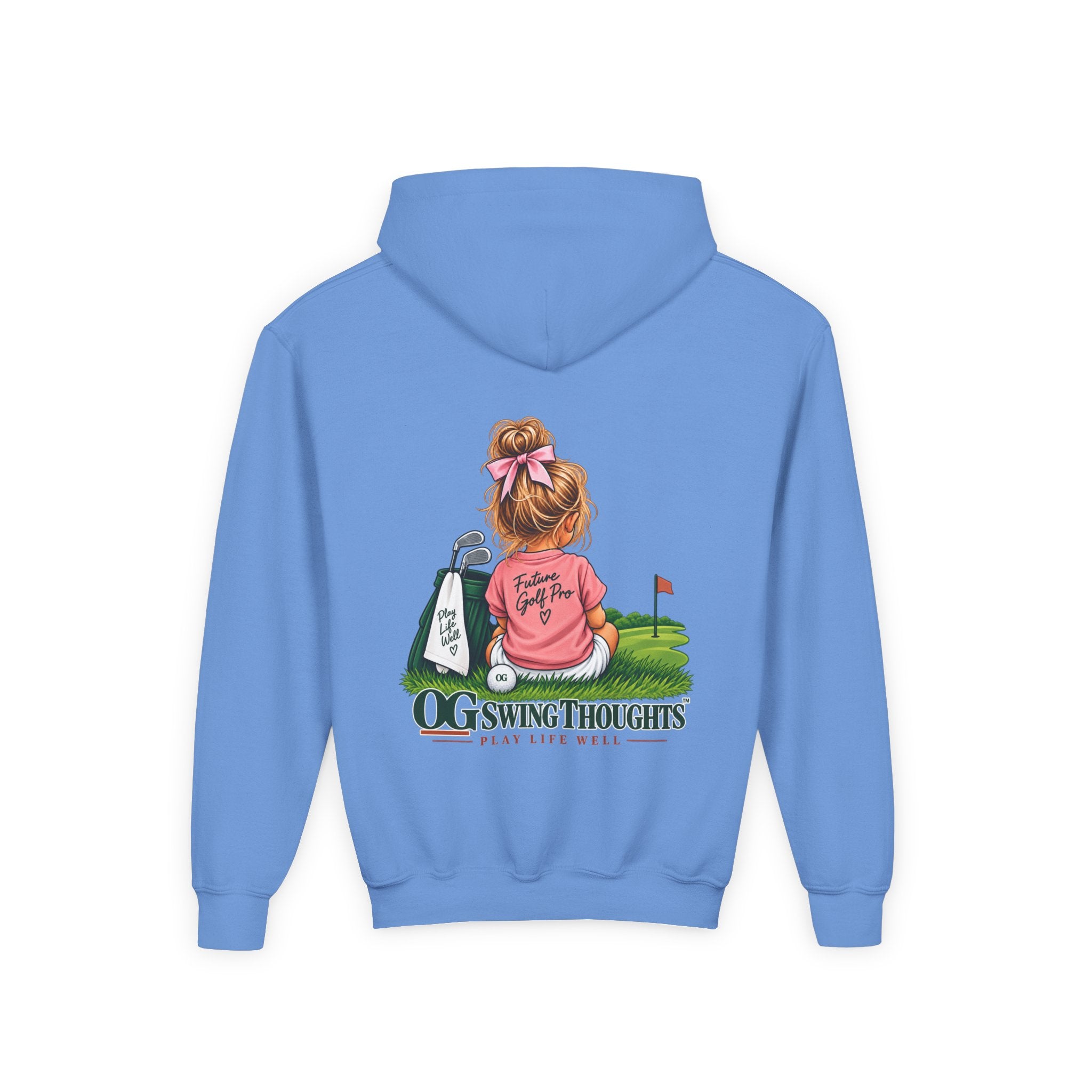 "Future Golf Pro" Youth Golf Hoodie — "OG Swing Thoughts" Cute Girl Golfer Graphic