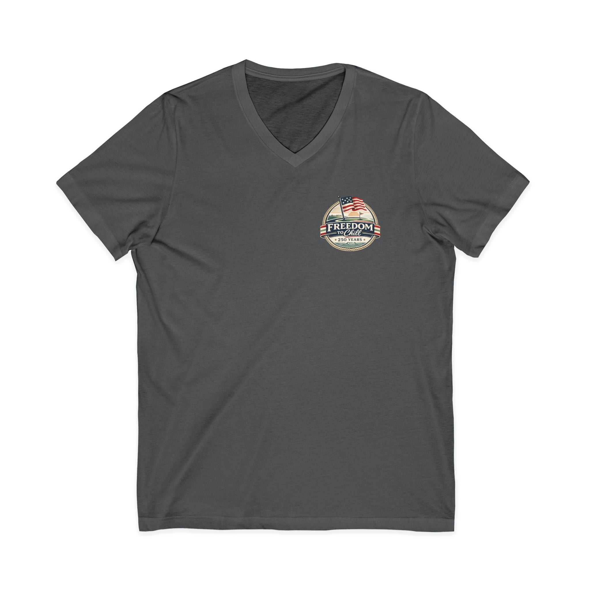 Freedom to Chill V-Neck Tee — Patriotic Beach Vintage Graphic