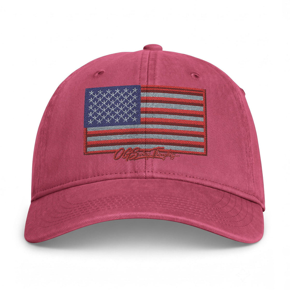 Embroidered Distressed American Flag Cap — Coastal Washed Baseball Hat
