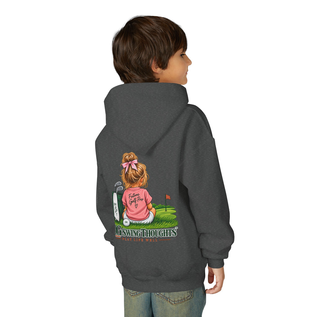"Future Golf Pro" Youth Golf Hoodie — "OG Swing Thoughts" Cute Girl Golfer Graphic