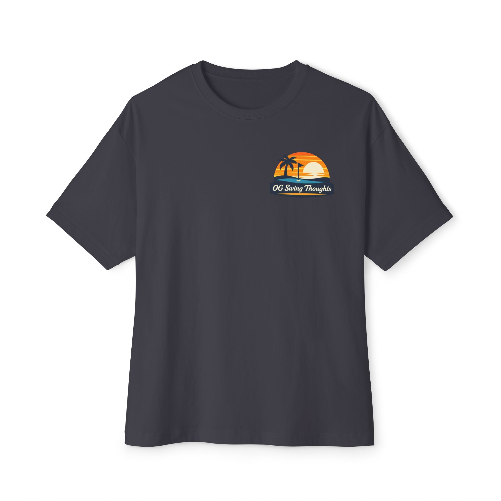 Sunset Swings Tee — 'Sunset Swings: Cold Drinks, Good Friends' Casual Boxy T-Shirt