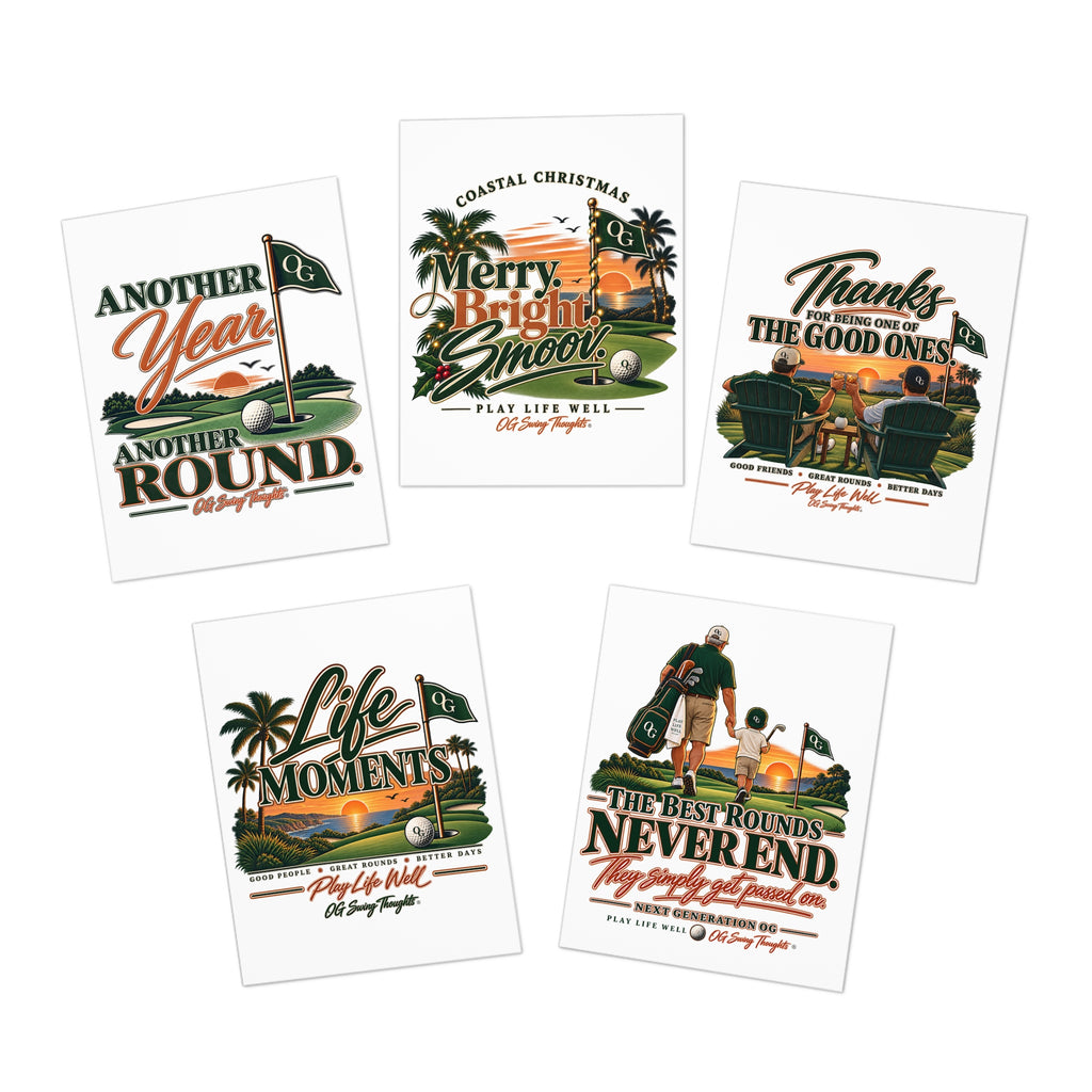 Play Life Well Greeting Card Set (5-Pack) — 'Life Moments', 'Another Year Another Round', 'Thanks to the Good Ones'