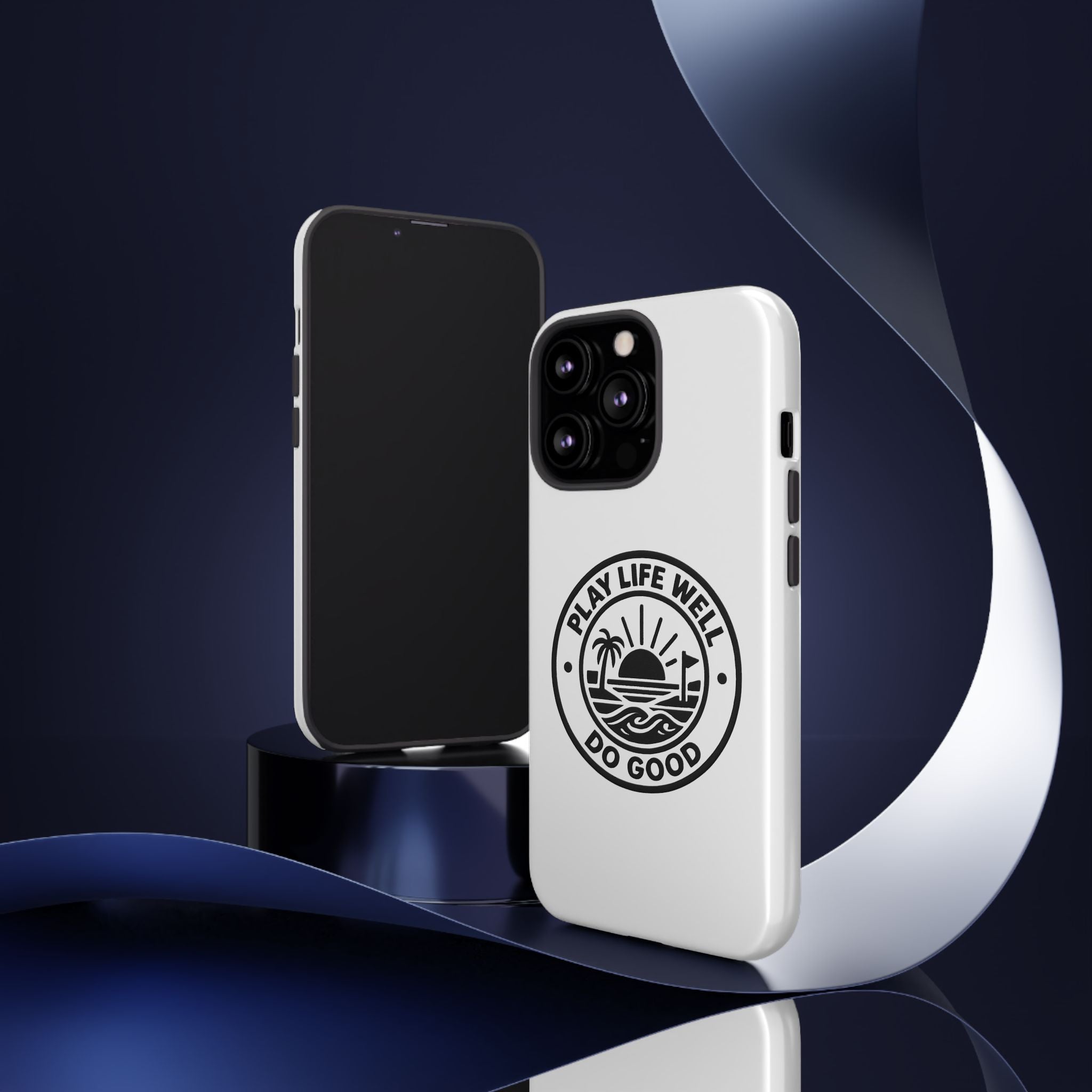 Phone Case — "Play Life Well, Do Good" Minimal Beach Badge