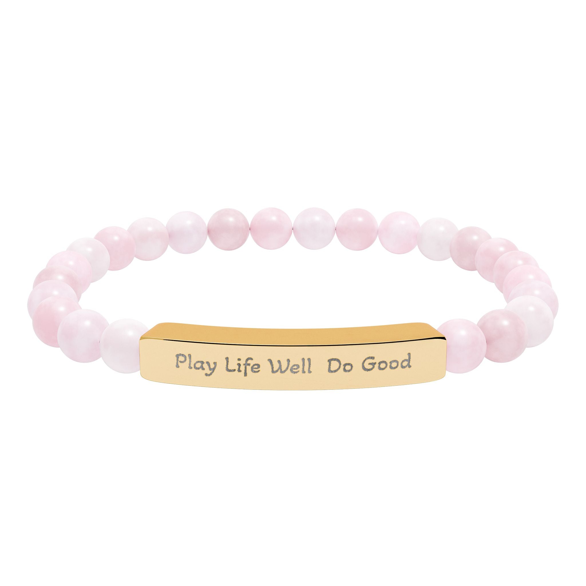 Play Life Well Do Good Natural Stone Stretch Bracelet — Polished Bar Bead Bracelet