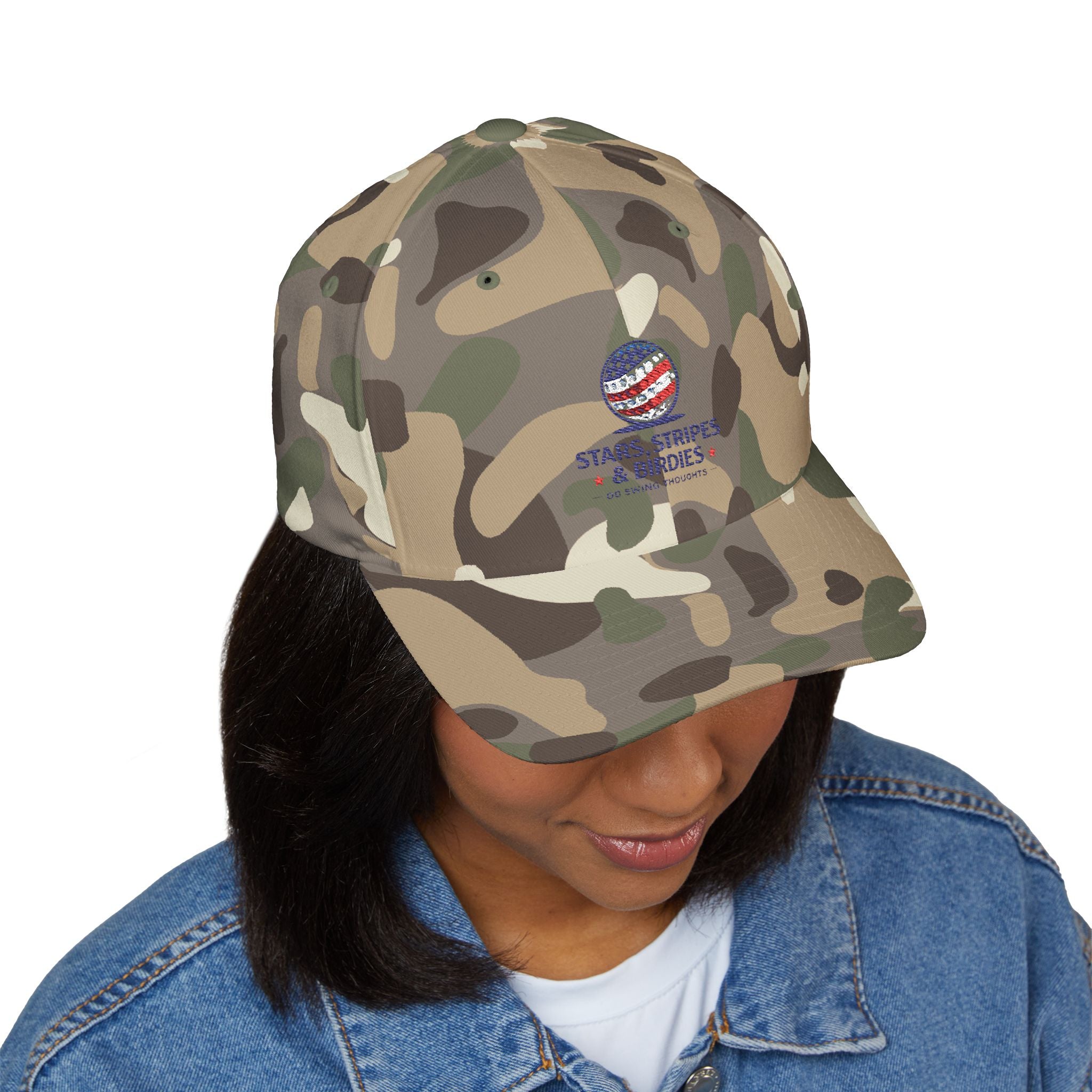 Embroidered 'Stars, Stripes & Birdies' Patriotic Structured Cap