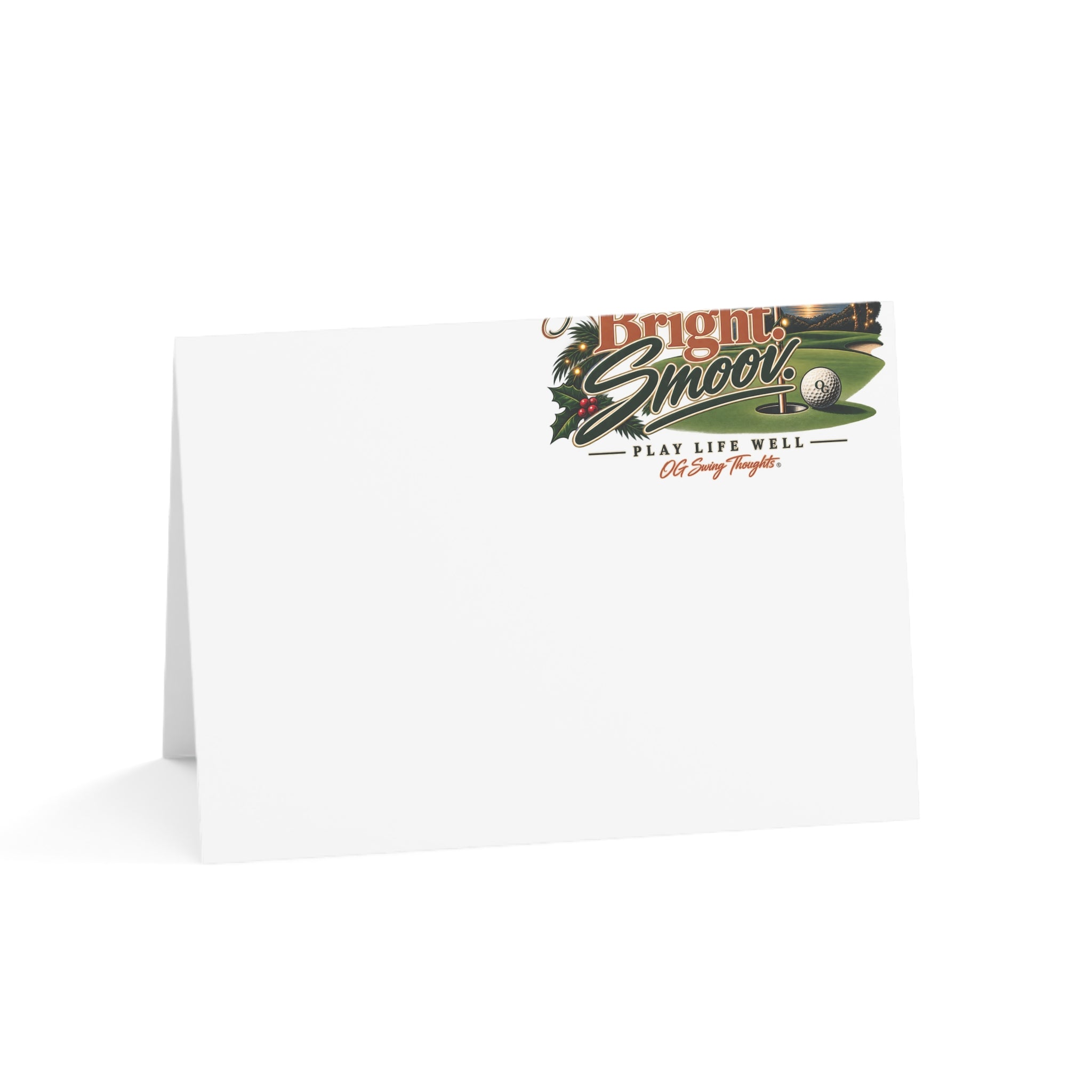 Coastal Christmas Golf Greeting Cards – "Merry Bright & Smoov" Holiday Note Cards (Pack Options)