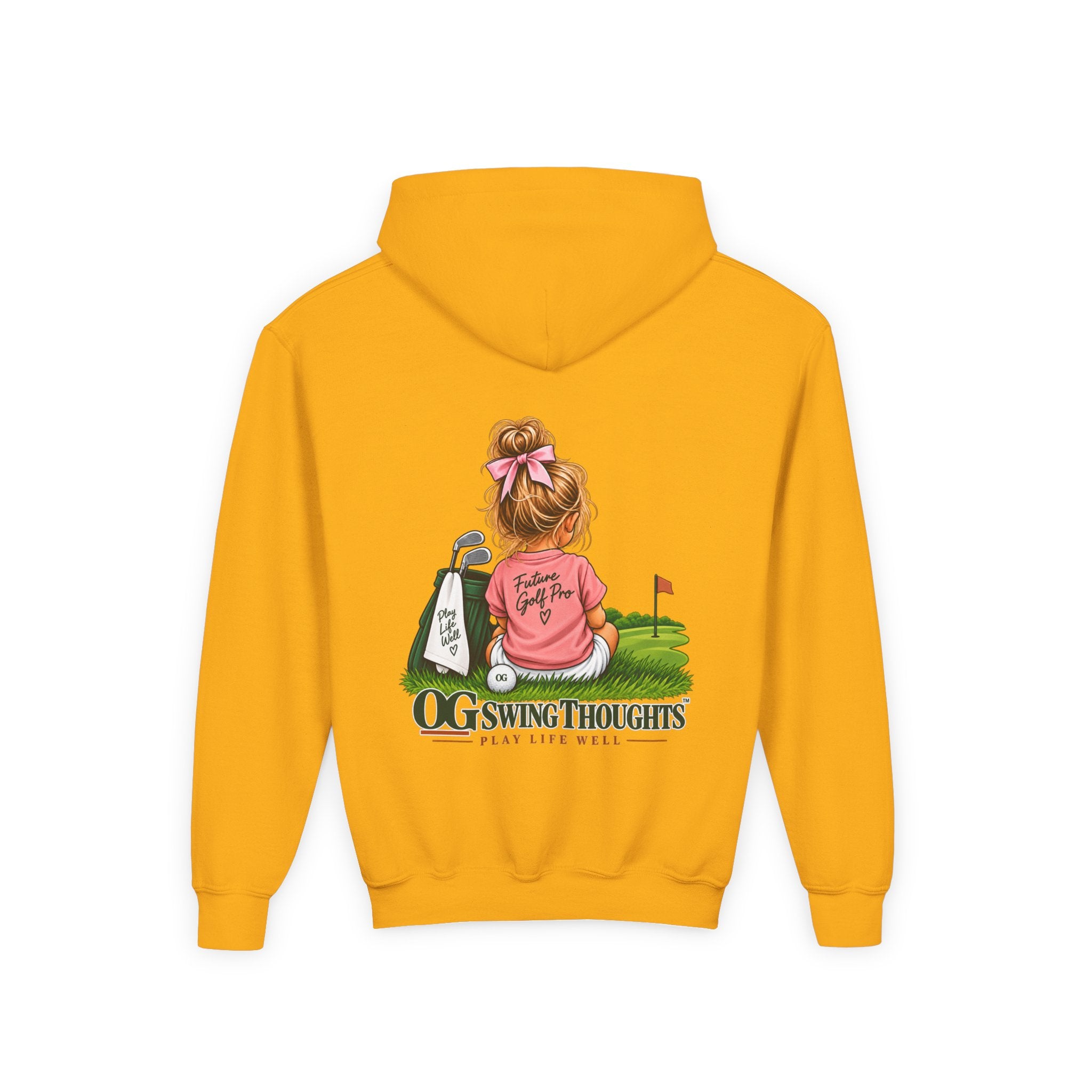 "Future Golf Pro" Youth Golf Hoodie — "OG Swing Thoughts" Cute Girl Golfer Graphic