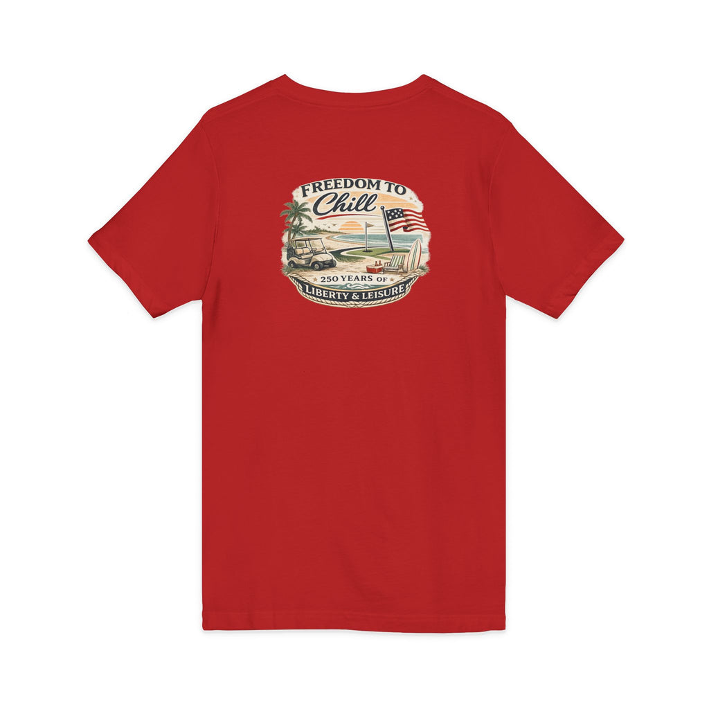 Freedom to Chill V-Neck Tee — Patriotic Beach Vintage Graphic