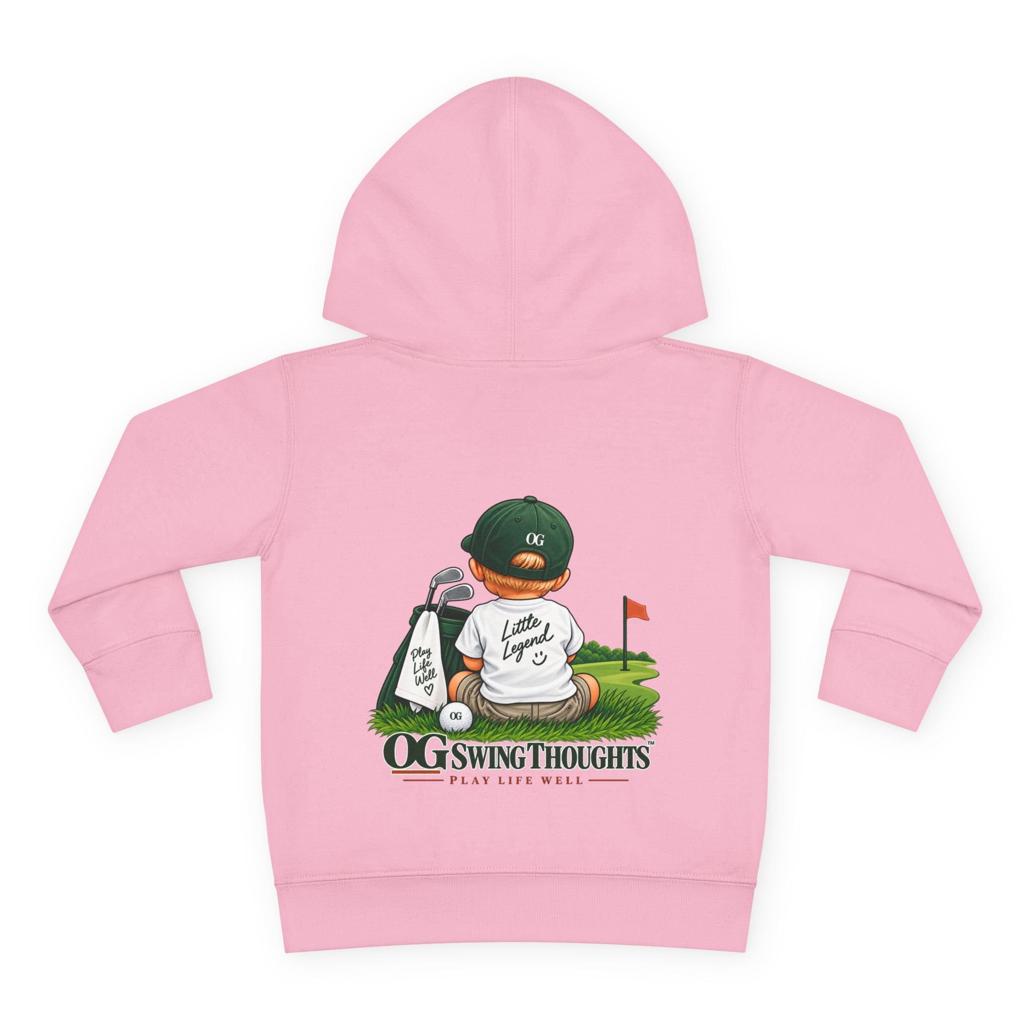"Little Legend" Toddler Hoodie - 'OG Swing Thoughts' Cute Golf Kid Pullover Fleece
