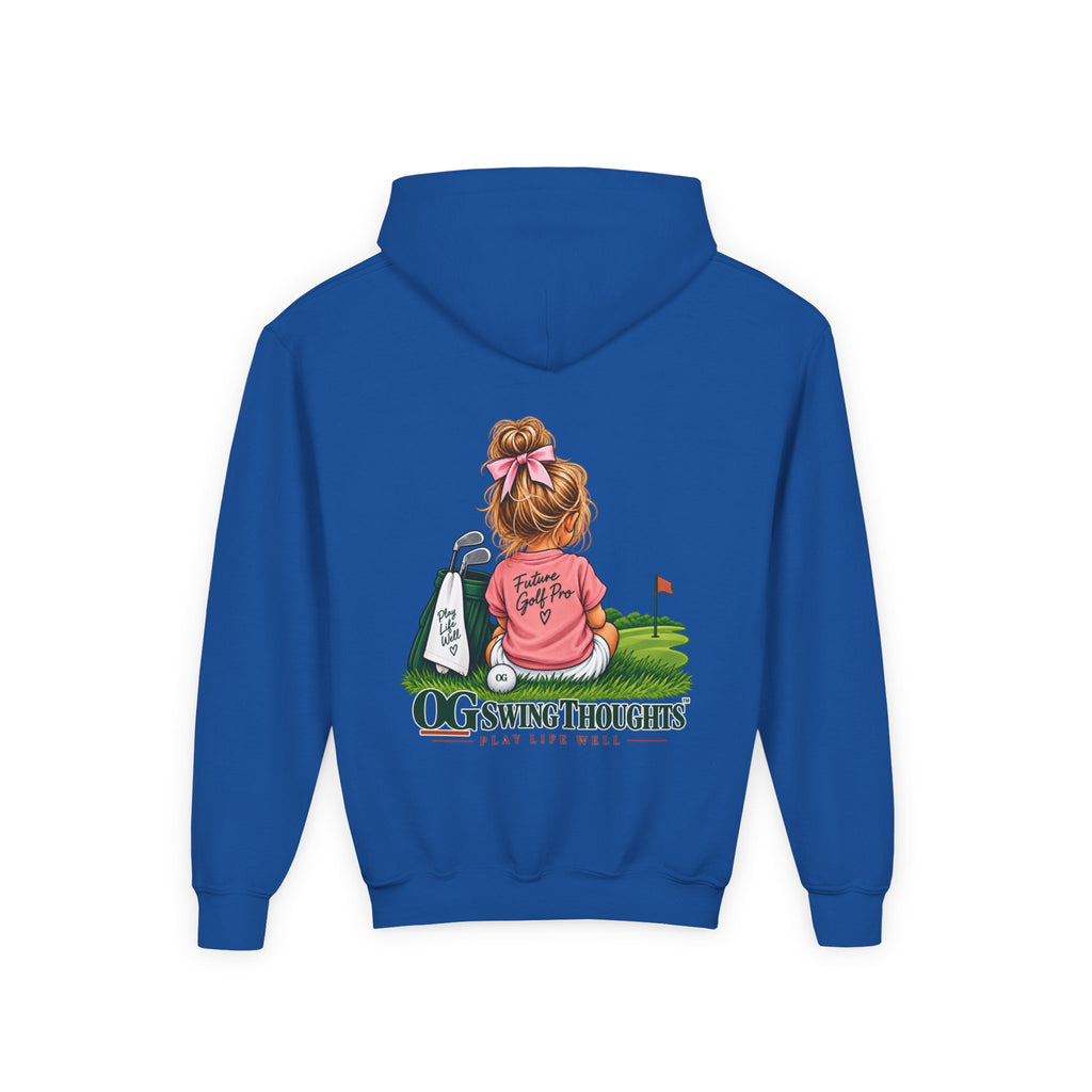 "Future Golf Pro" Youth Golf Hoodie — "OG Swing Thoughts" Cute Girl Golfer Graphic