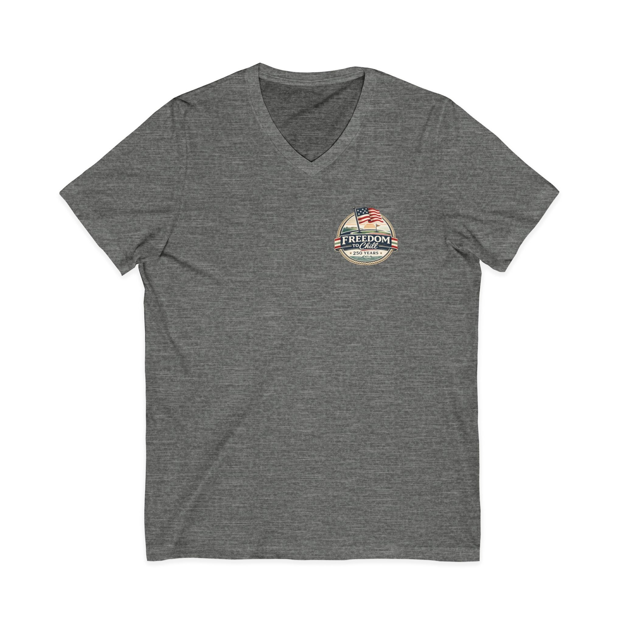 Freedom to Chill V-Neck Tee — Patriotic Beach Vintage Graphic