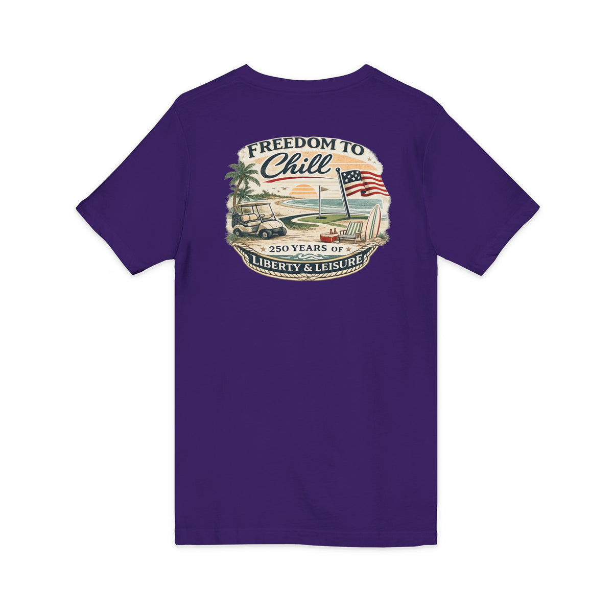 Freedom to Chill V-Neck Tee — Patriotic Beach Vintage Graphic