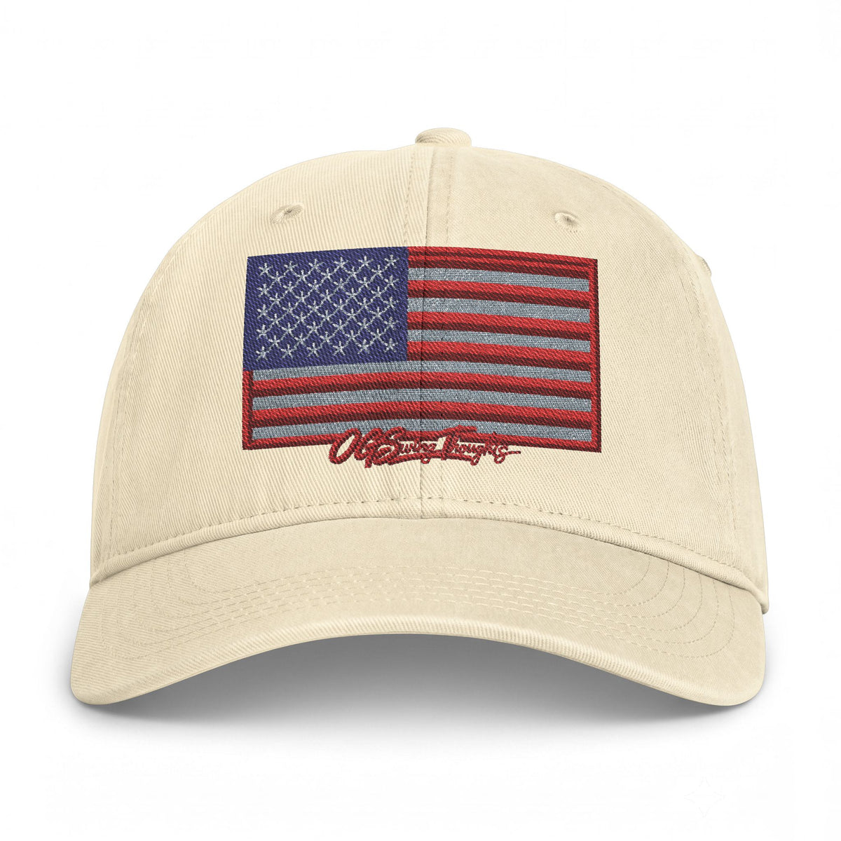 Embroidered Distressed American Flag Cap — Coastal Washed Baseball Hat