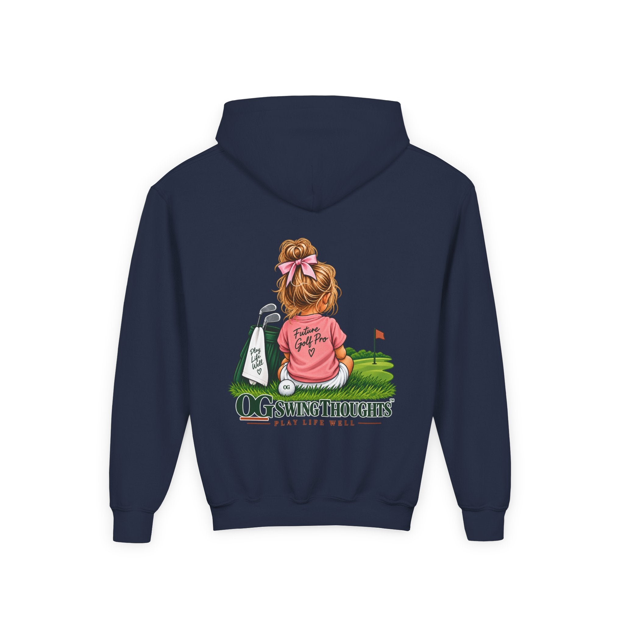 "Future Golf Pro" Youth Golf Hoodie — "OG Swing Thoughts" Cute Girl Golfer Graphic