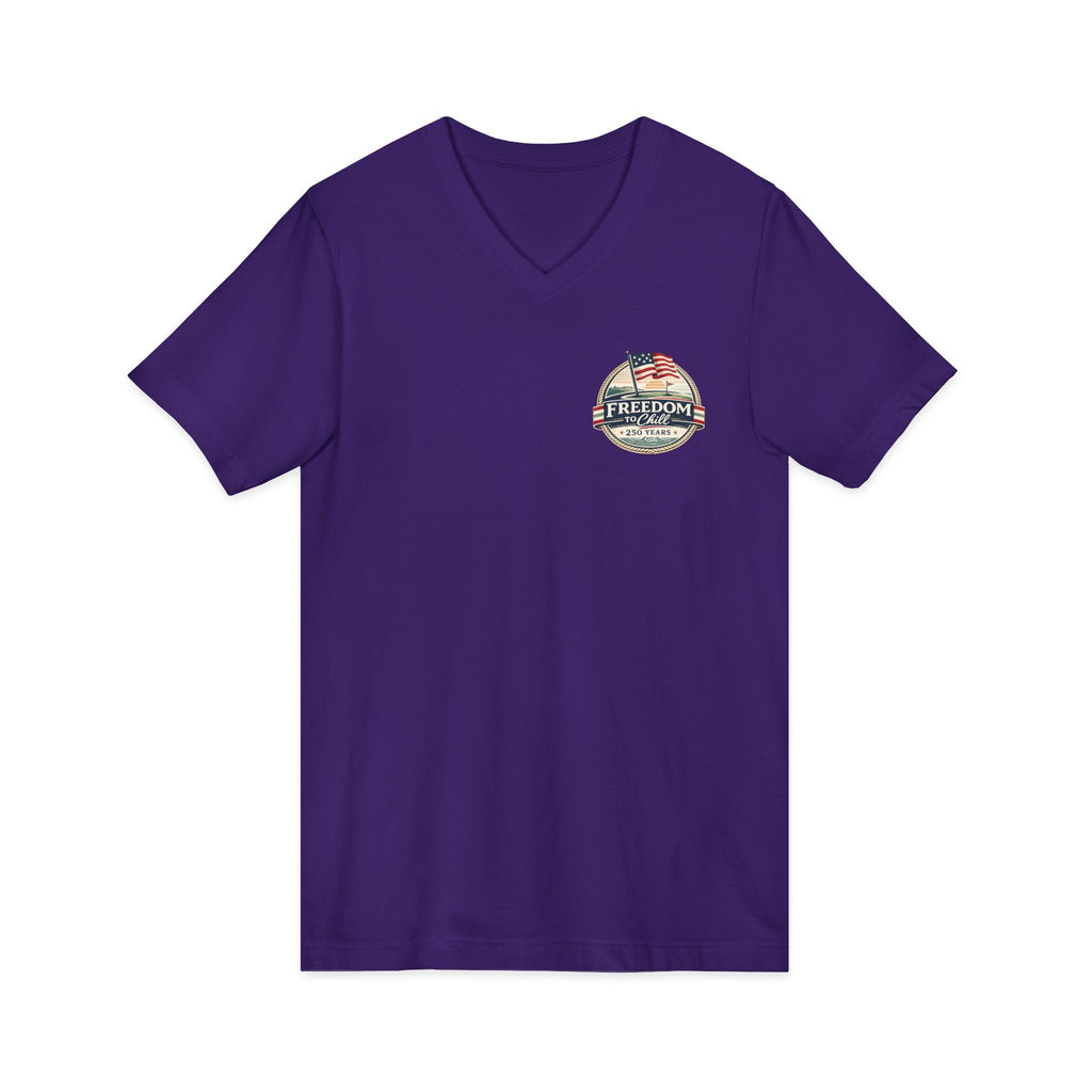 Freedom to Chill V-Neck Tee — Patriotic Beach Vintage Graphic